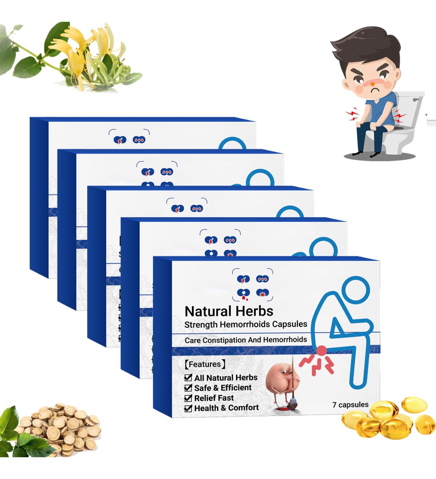 Heca Natural Herbal Hemorrhoid Capsules - 5pcs | Hemorrhoid Relief Treatment Suppositories for Hemeroide Relief, Helps Relieve Discomfort - Buy Online on SooperMarket.com
