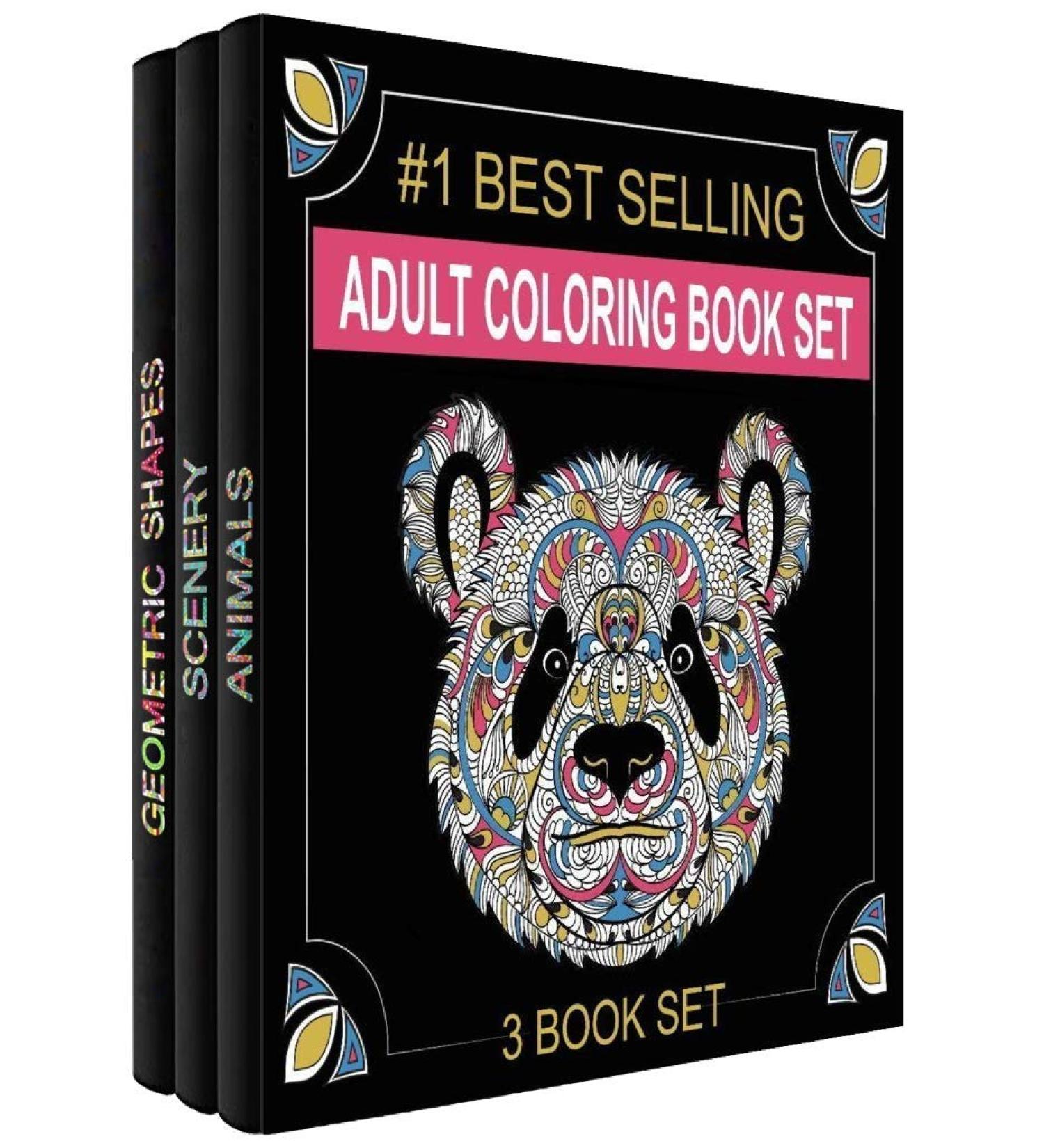 Adult Coloring Books Set - 120 Unique Designs for Grownups - Animals, Scenery, Mandalas. Perfect for Adults Relaxation - Buy Online on SooperMarket.com