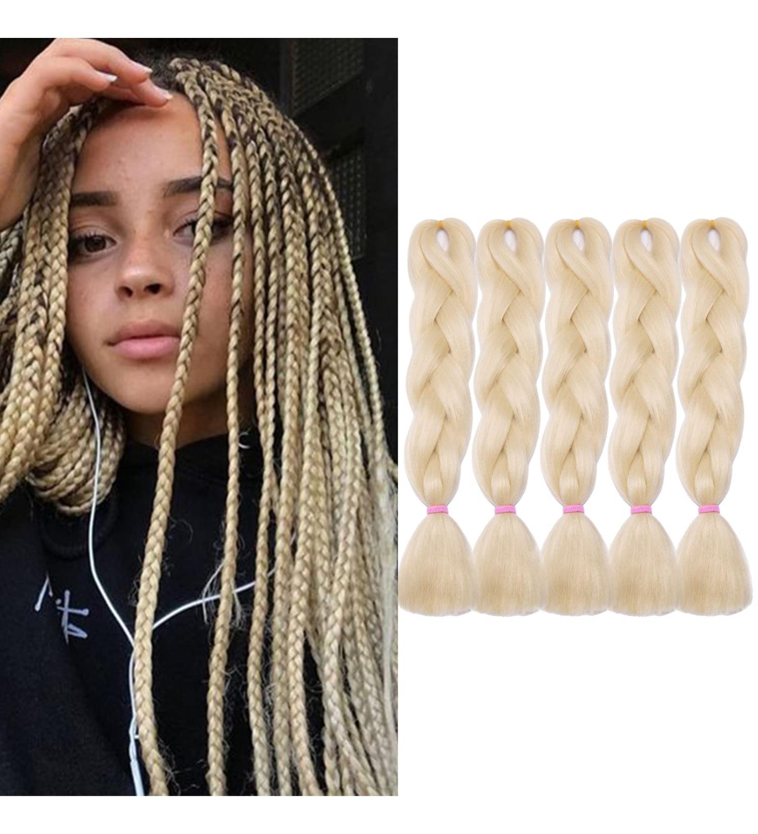 Tess Braids Extensions - 60 cm Jumbo Kanecalon Hair 5 Pack Light Blonde #613 for Box Braids - Buy Online on SooperMarket.com