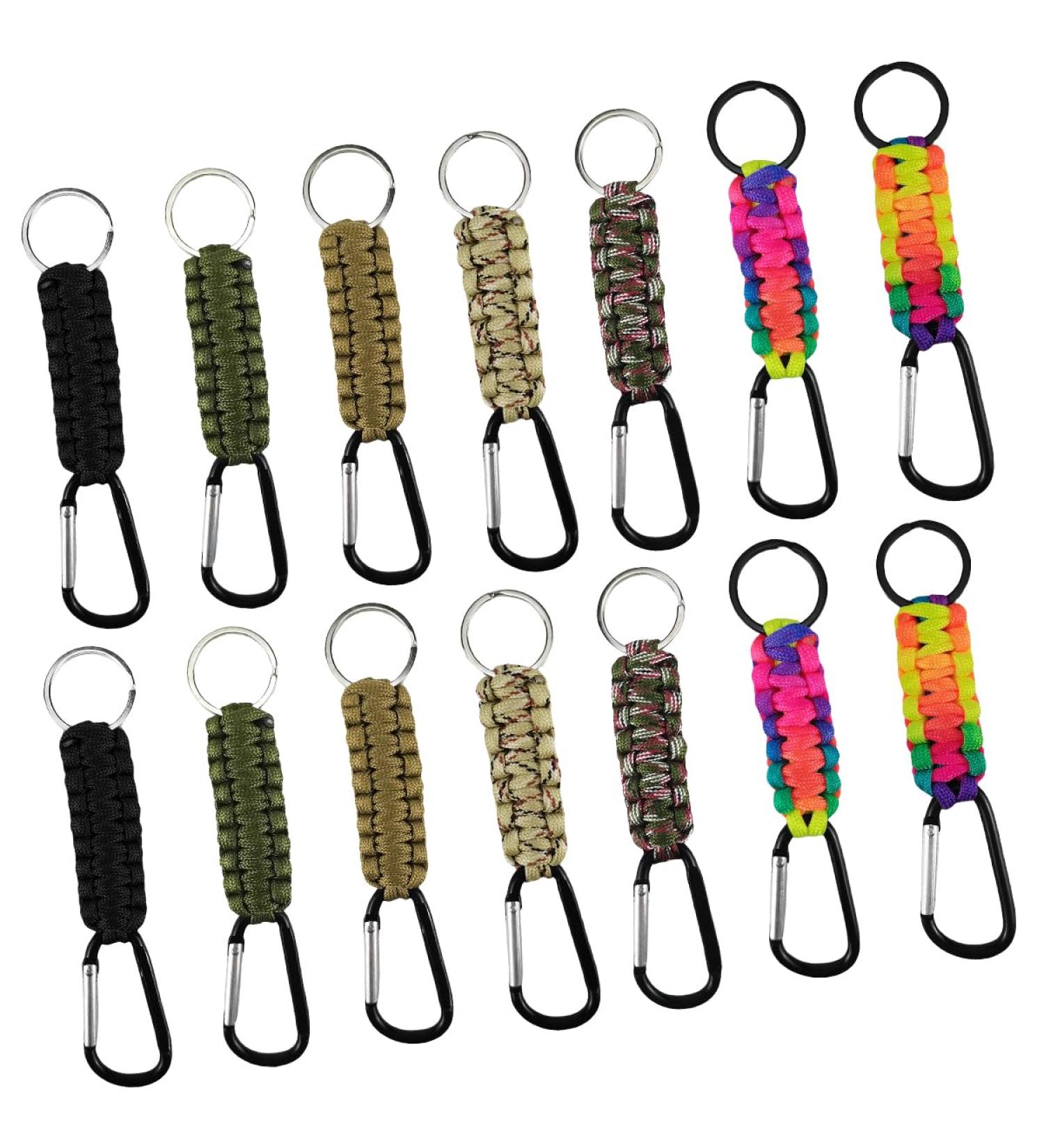 12 Premium Paracord Keychains - Braided Key Rings & Outdoor Accessories with Carabiner - Perfect for Camping & Personalization - Buy Online on SooperMarket.com