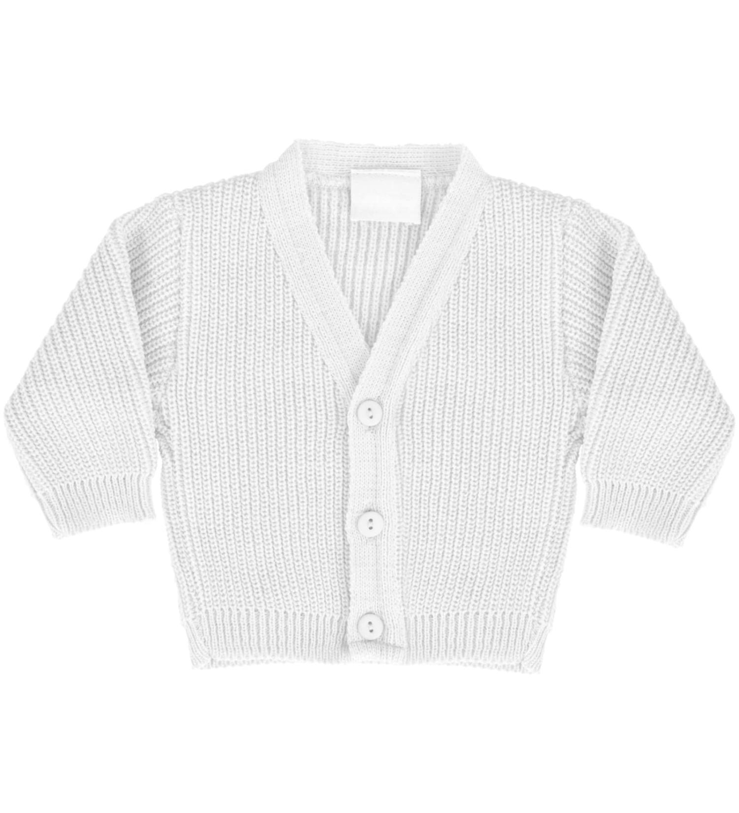 Premature Baby Winter Knitted Cardigan - Ribbed Knit Baby Knitwear for Boys & Girls - 3-5 lb White - Made in Portugal - Buy Online on SooperMarket.com