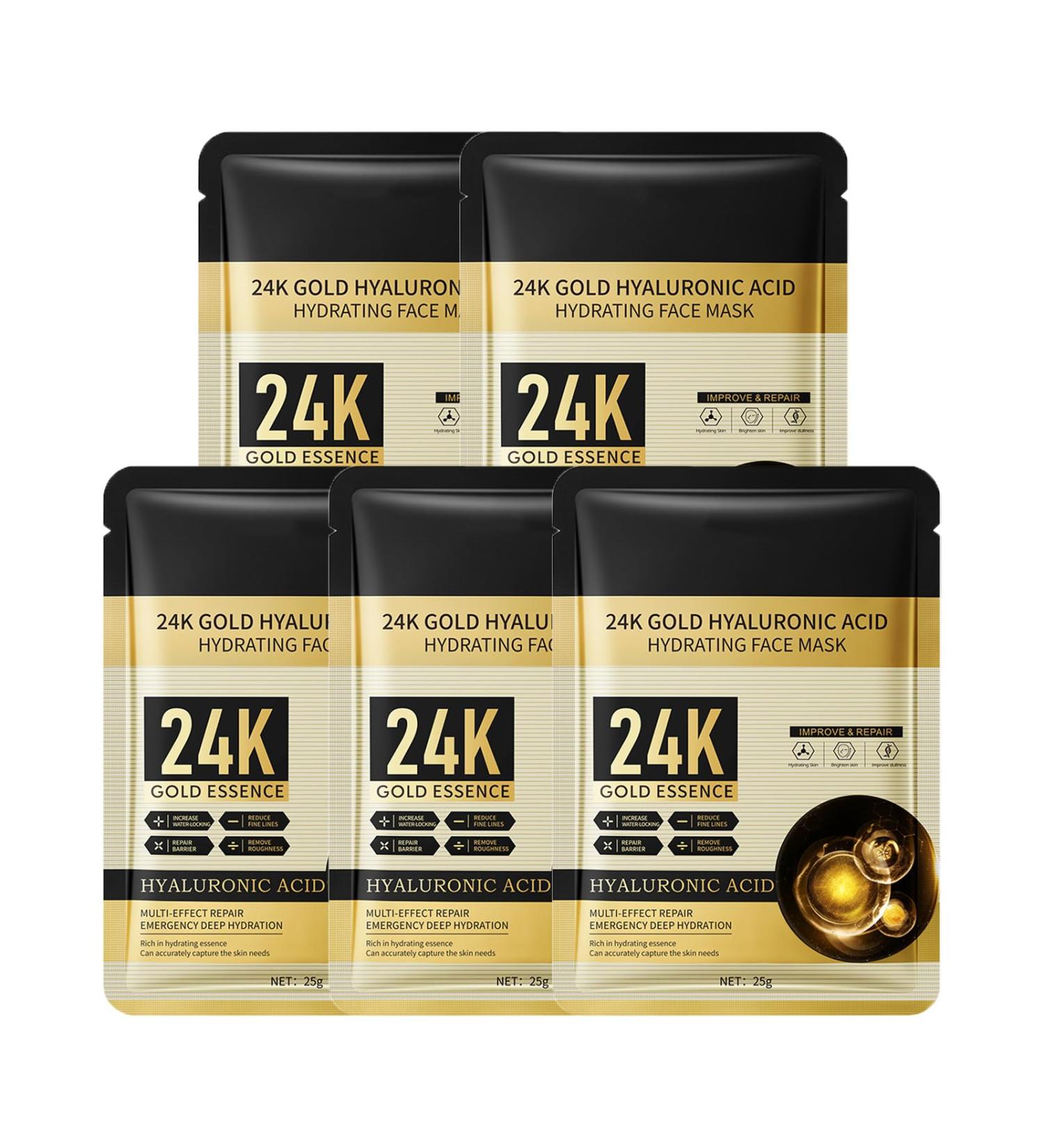 Shefave Sheet Mask 24K Gold Hyaluronic Acid Face Mask Set - Hydrating Face Mask Redness Relief Face Masks Skincare Face Mask Gift Set - Nourishing & Soothing Face Masks Beauty For All Skin Types - Buy Online on SooperMarket.com