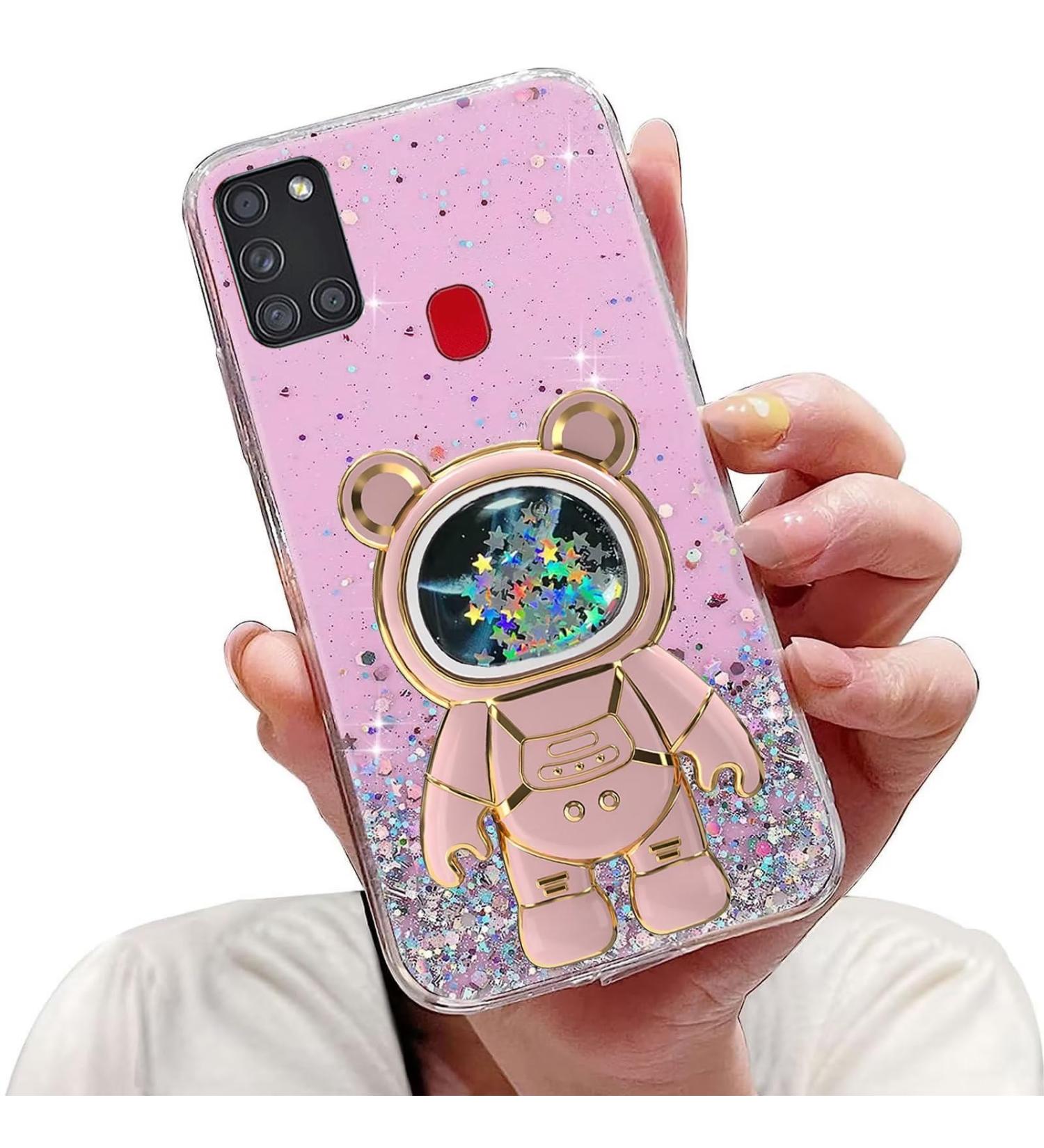 Tivenfezk Nadoli for Samsung Galaxy A21S - Glitter Astronaut Stand Shell | Soft Silicone Bling Case | Transparent Protective Cover - Shop Now! - Buy Online on SooperMarket.com