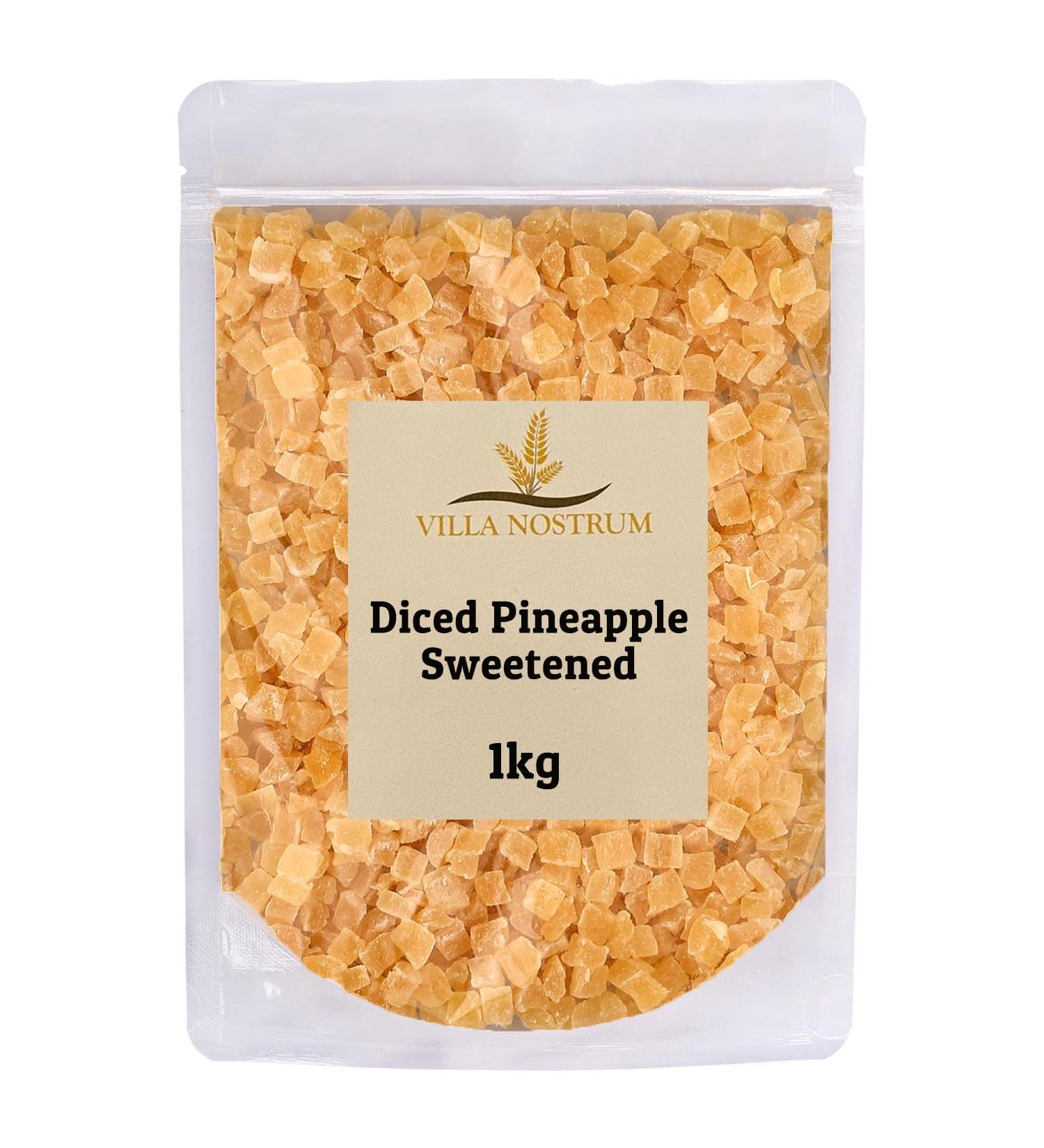 Diced Sweetened Pineapple 1kg by Villa Nostrum - Diced Pineapple Chunks with Added Sugar - Buy Online on SooperMarket.com