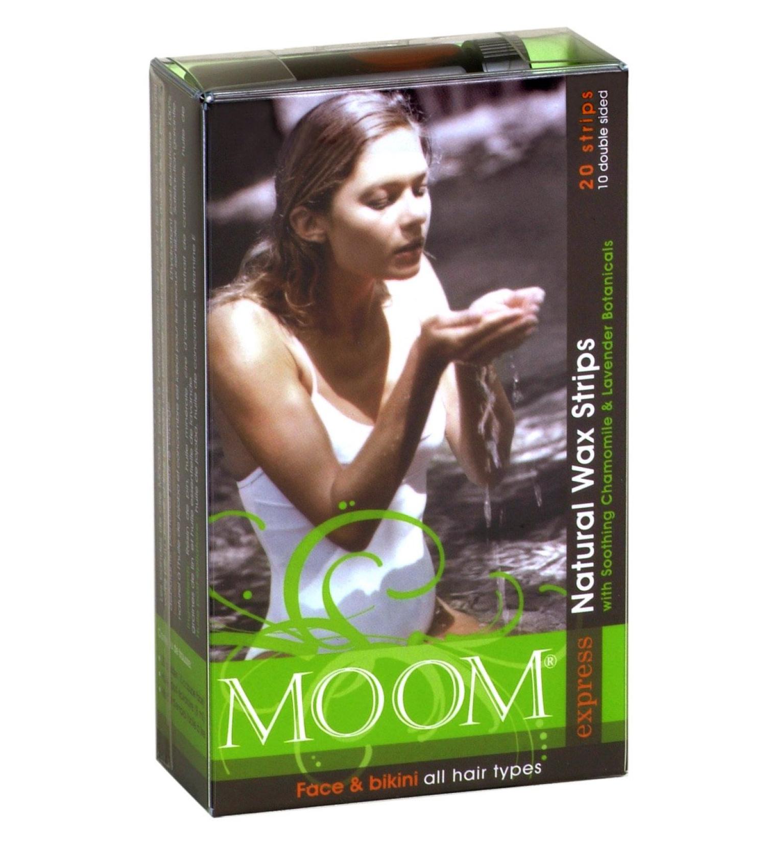 Moom Express Pre Waxed Strips For Face & Bikini, 20 Strip Boxes (Pack of 2)