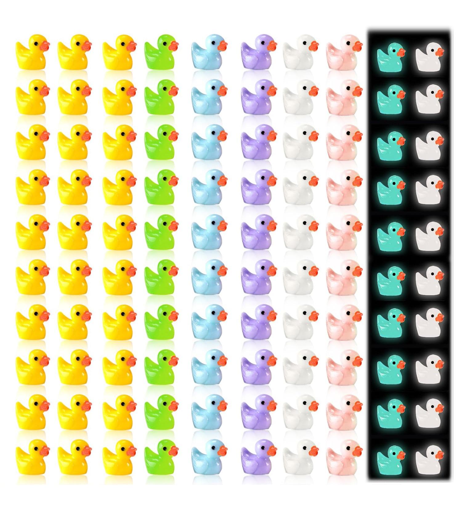 100Pcs Mini Resin Luminous Ducks - Glow in The Dark Rubber Ducks for DIY Crafts & Fairy Garden - 8 Color Assortment - Buy Online on SooperMarket.com