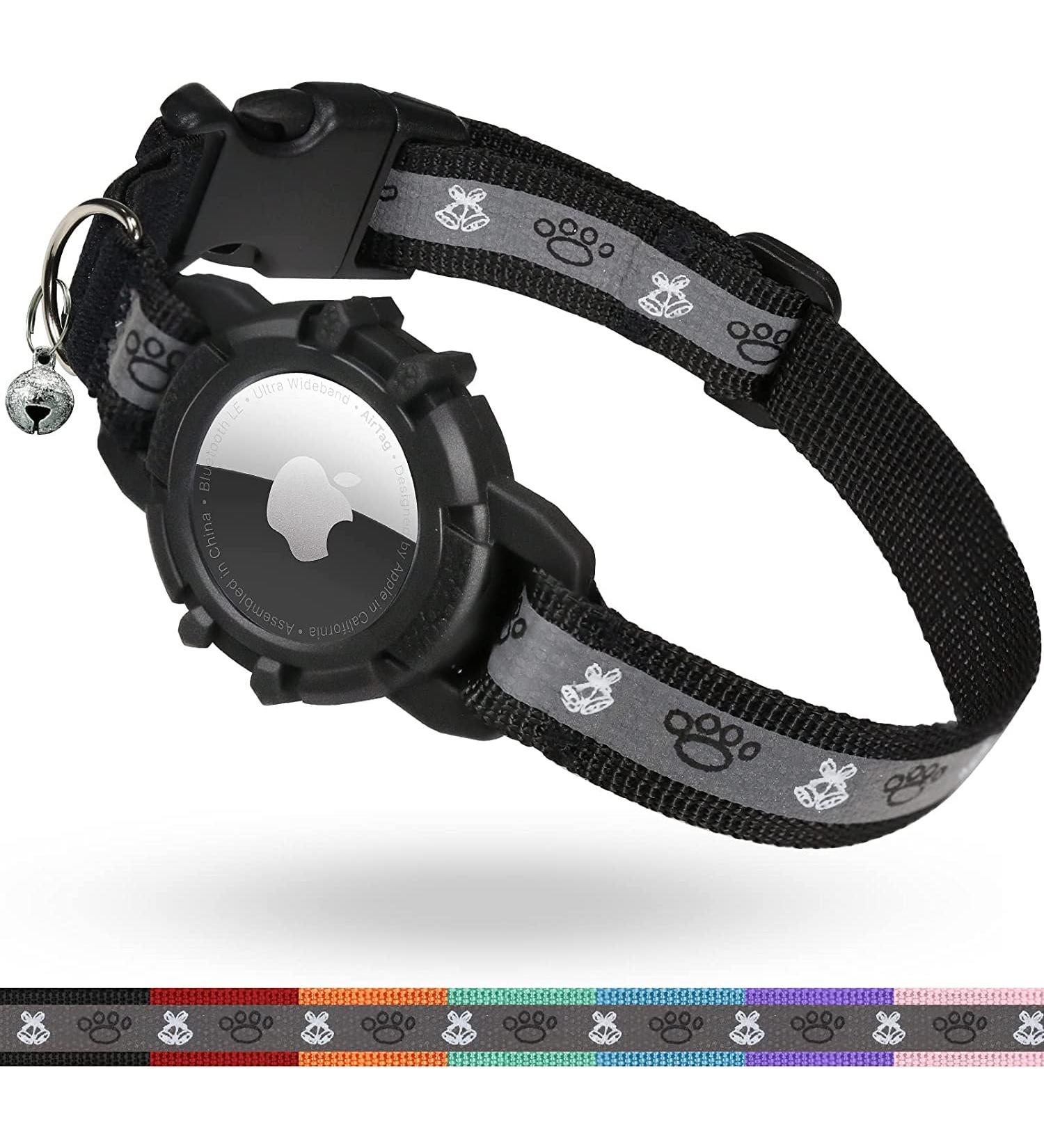Reflective Airtag Cat Neck Band - Adjustable GPS Collar for Cats & Puppies | Jiarui Black 9-13 Inch (23-33cm) - Buy Online on SooperMarket.com