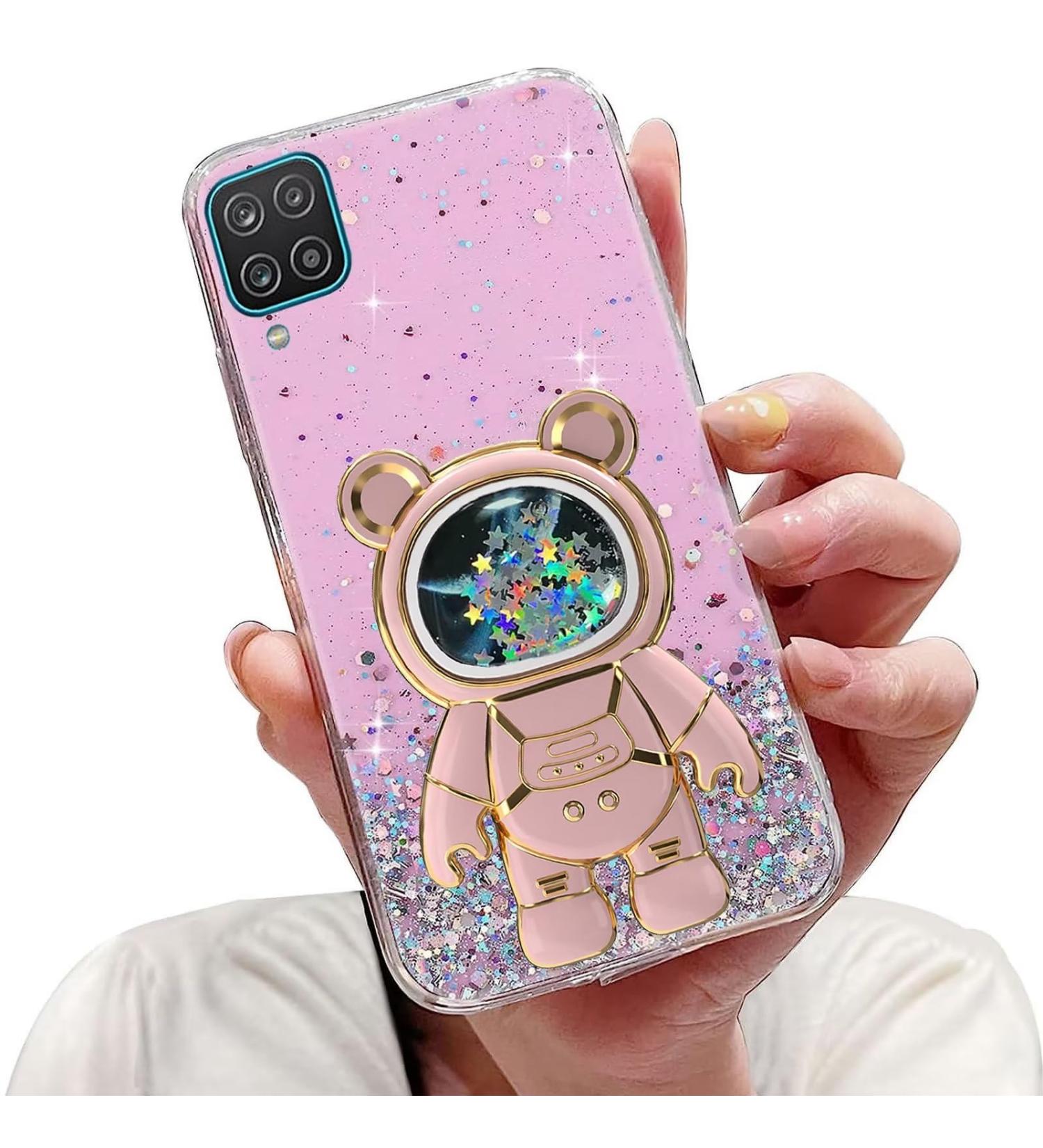 Tivenfezk Nadoli Samsung Galaxy A22 5G Case - Glitter Astronaut Stand Shell Soft Silicone Bling Cover Transparent Protective Case for Samsung Galaxy A22 5G in Pink - Buy Online on SooperMarket.com