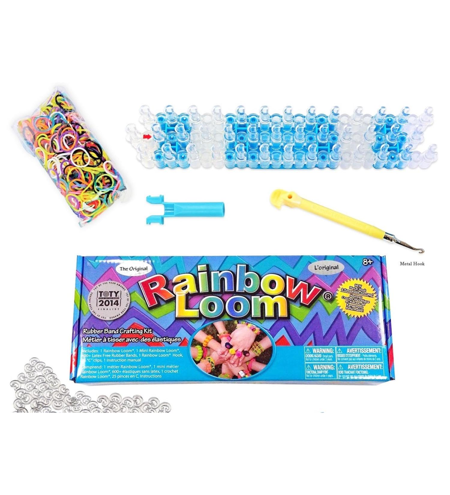 Rainbow Loom Crafting Kit | Loom, Metal Hook, Mini Loom, 600 Rubber Bands + 24 Clips - Buy Online on SooperMarket.com