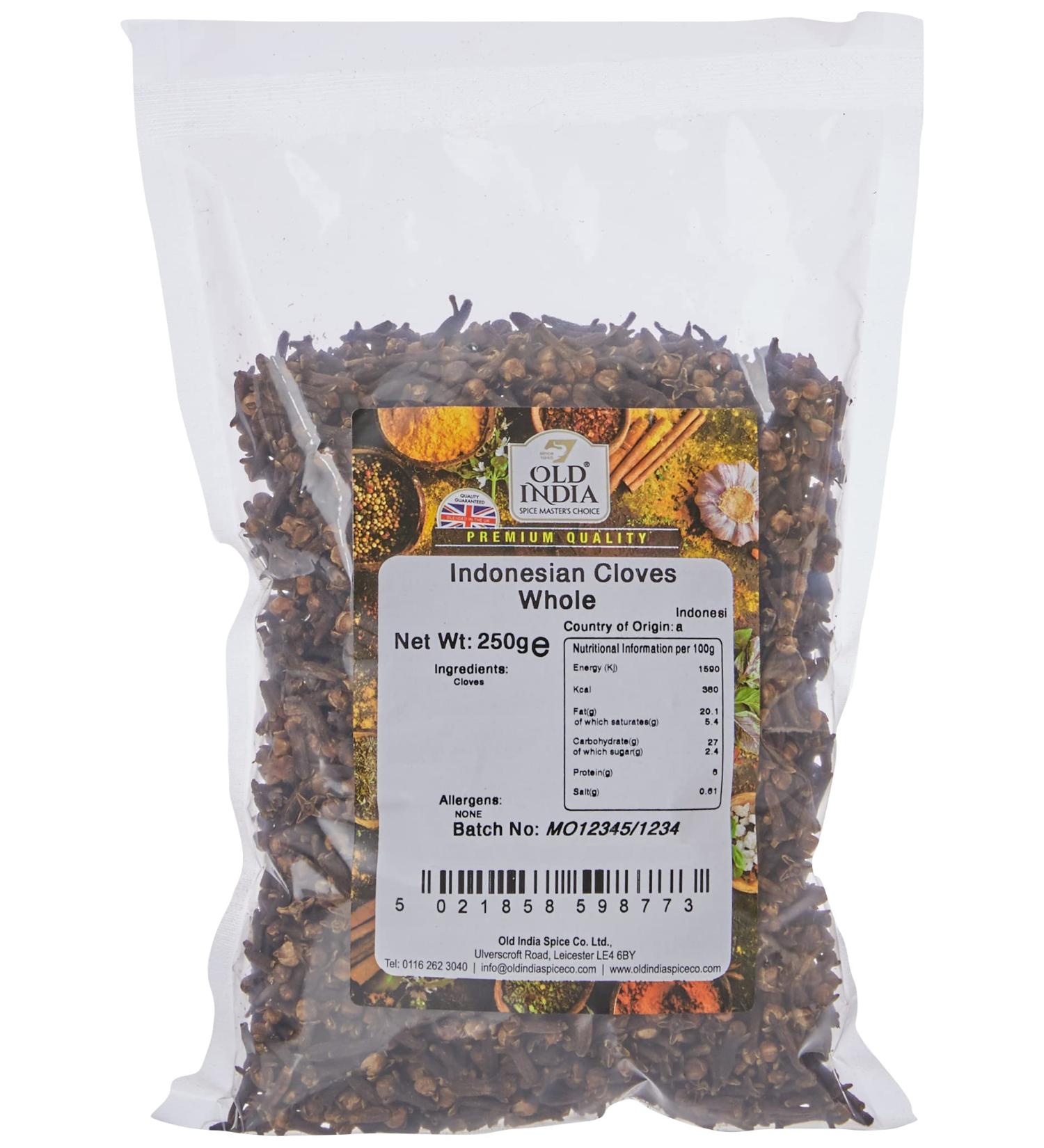 Old India Indonesian Whole Cloves 250g - Premium Quality, 250 Count - Pack of 1 - Buy Online on SooperMarket.com
