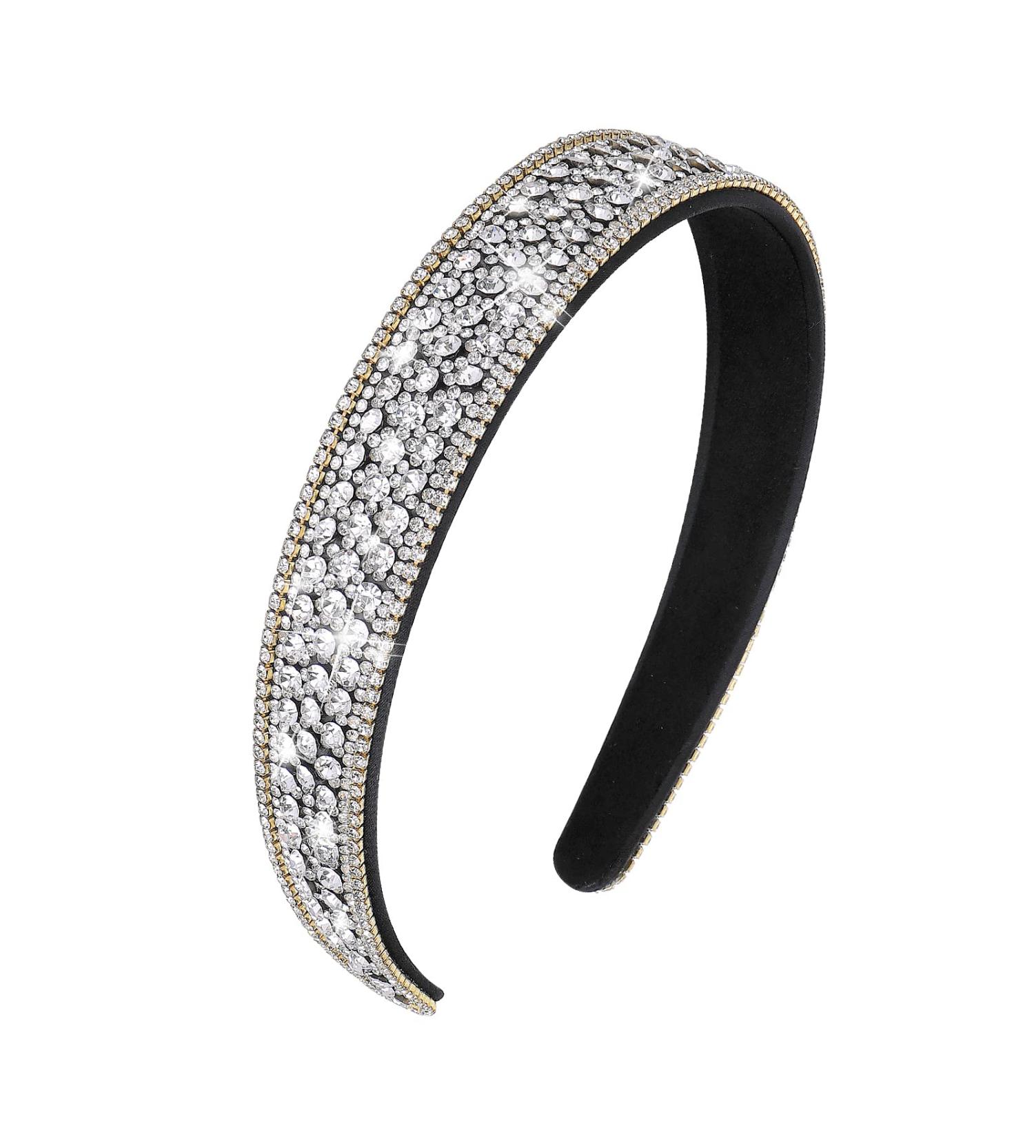 Sparkling Bling Black Headband for Women - Crystal Diamond Rhinestone Hair Accessories - Buy Online on SooperMarket.com