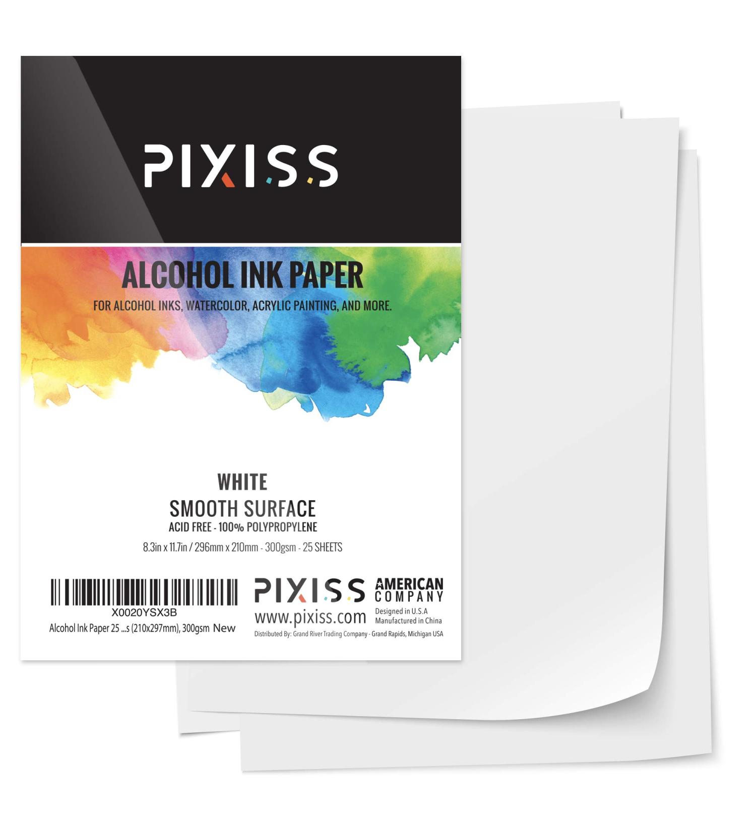Alcohol Ink Paper 25 Sheets - Pixiss Heavy Weight Synthetic Paper for Alcohol Ink & Watercolor - A4 8x12 Inches - 300gsm - 1 Pack - Buy Online on SooperMarket.com