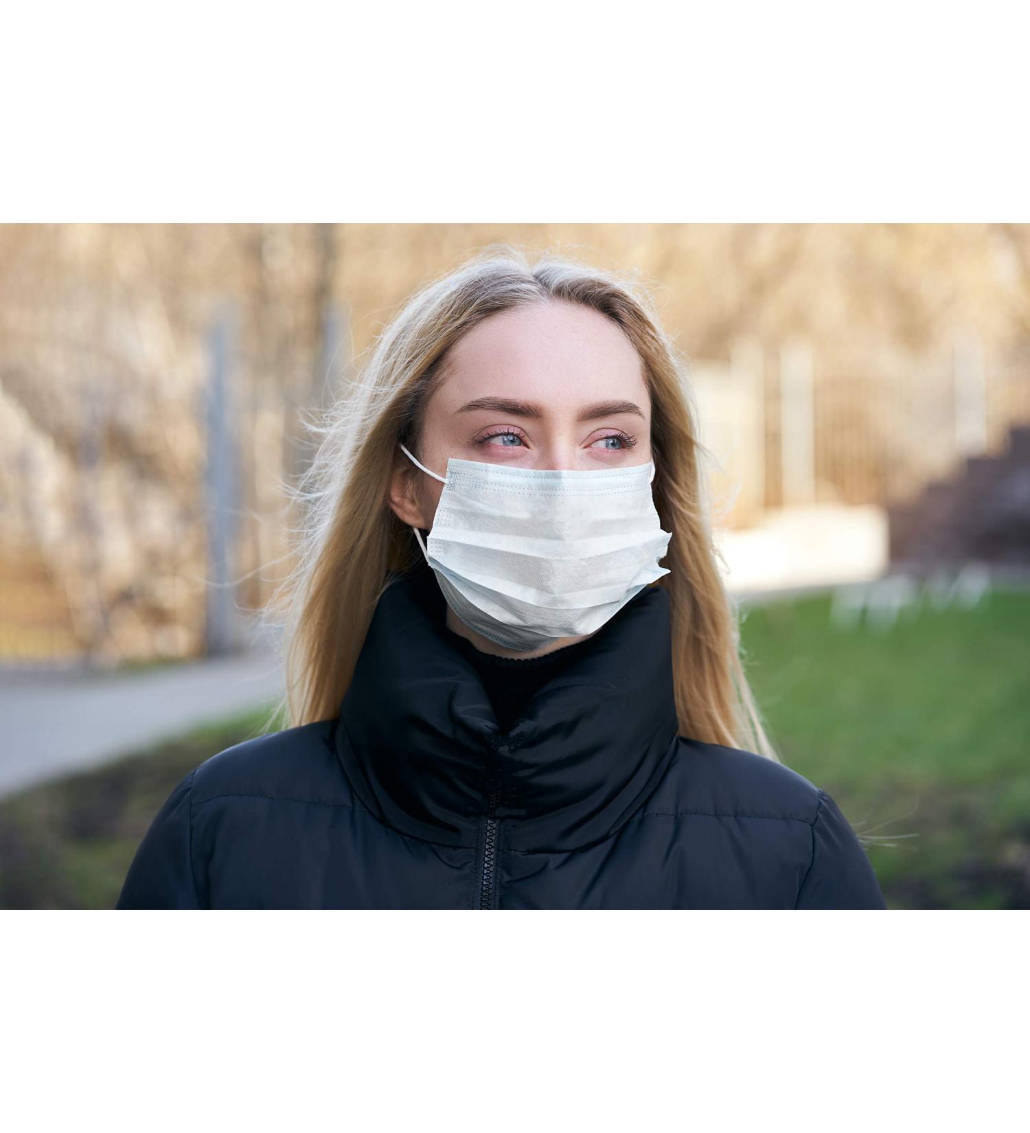 HERO LIFE 3 Ply Safety Disposable Face Masks Made in USA - Box of 50 - Fog Resistant Breathable Non-Woven Mouth Cover - Buy Online on SooperMarket.com