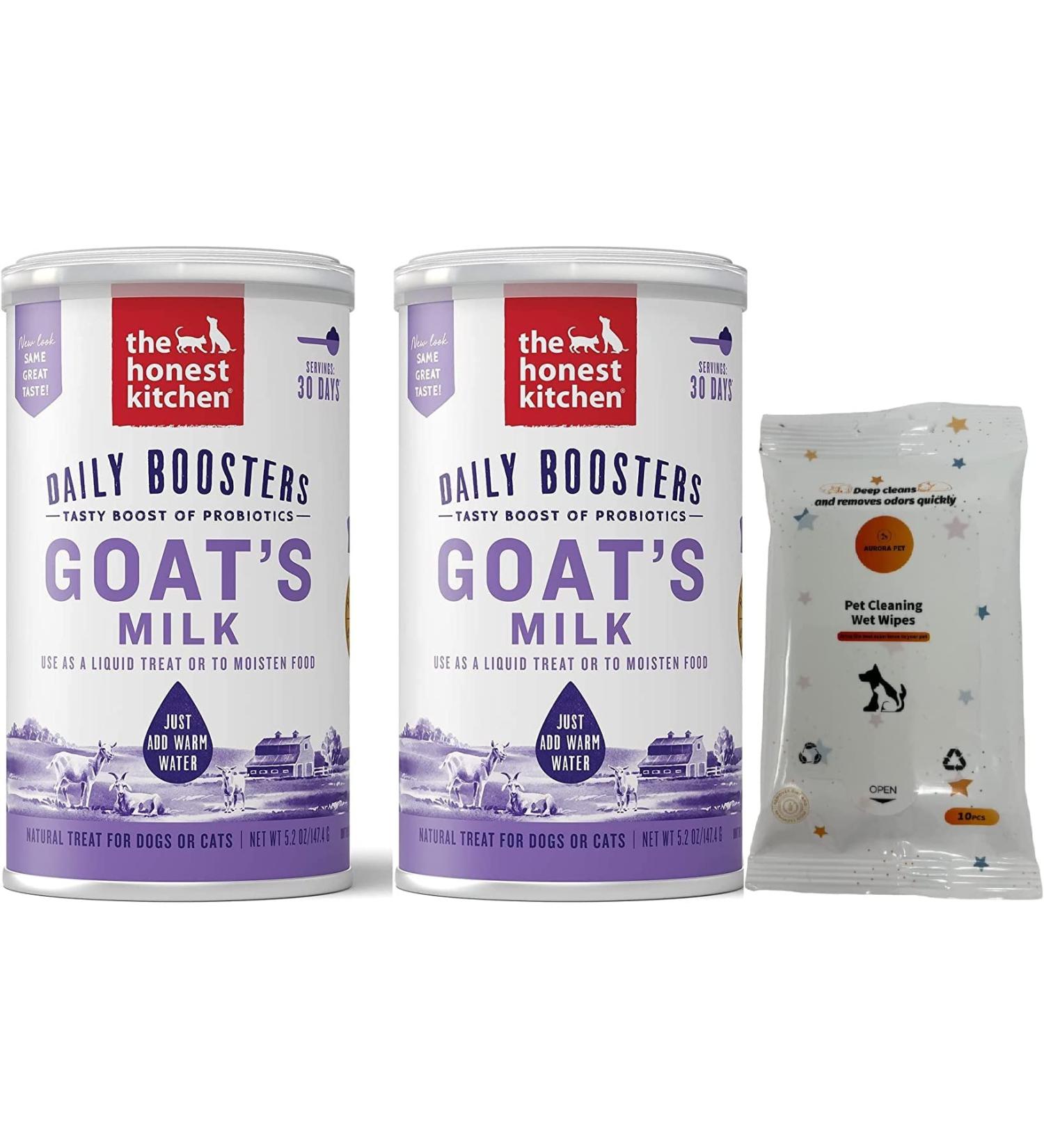 Aurora Pet Bundle Pack (2) The Honest Kitchen Human Grade Instant Goat's Milk with Probiotics Plus AuroraPet Wipes (10 ct) - Buy Online on SooperMarket.com