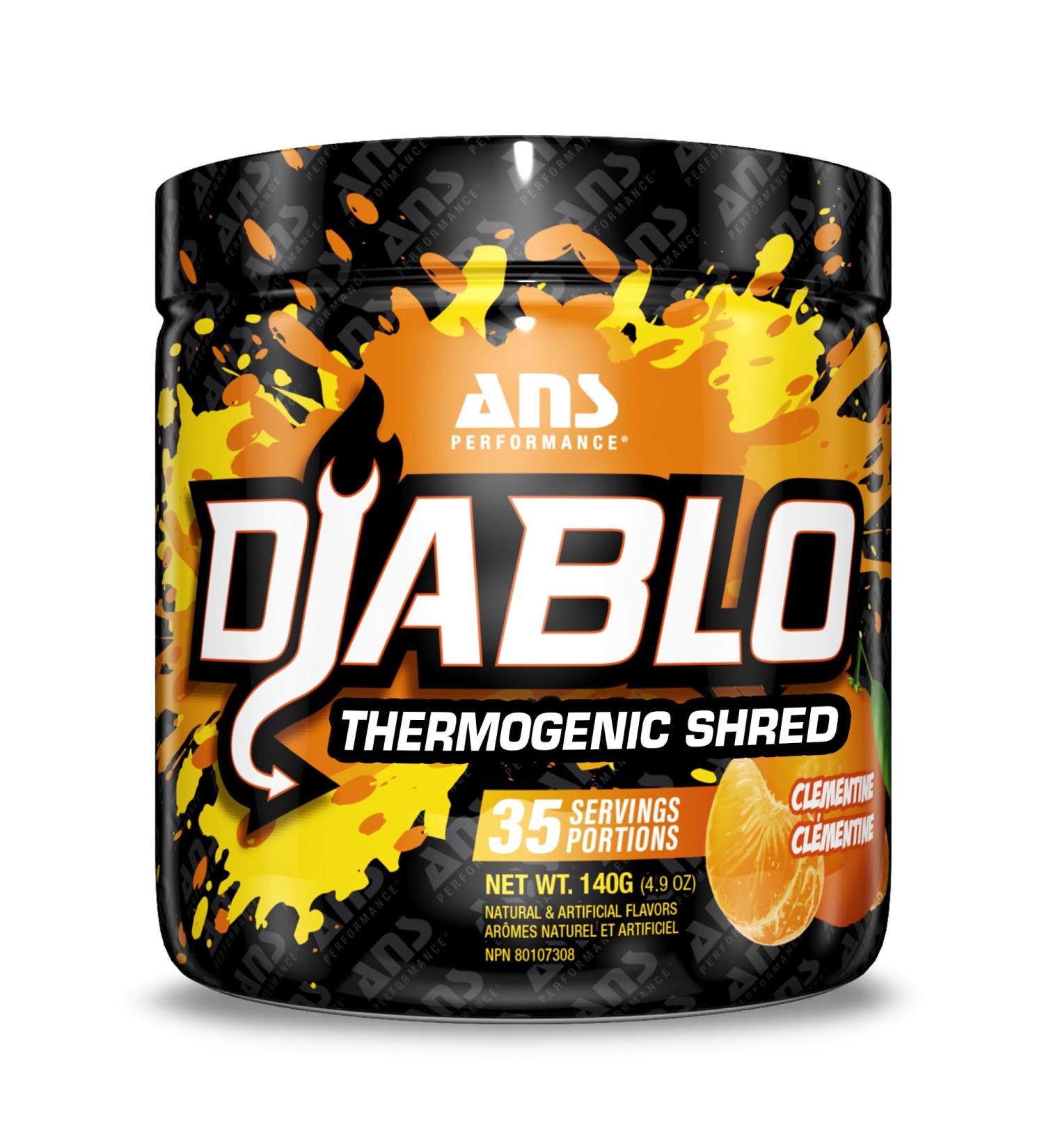 ANS Performance Diablo (35 Servings 4.9 oz) - Energy Powder for Elevated Strength & Stamina - With Added Kinetq Garcinia L Carnitine - Thermogenic Formula - Delicious Flavours (Clementine) - Buy Online on SooperMarket.com
