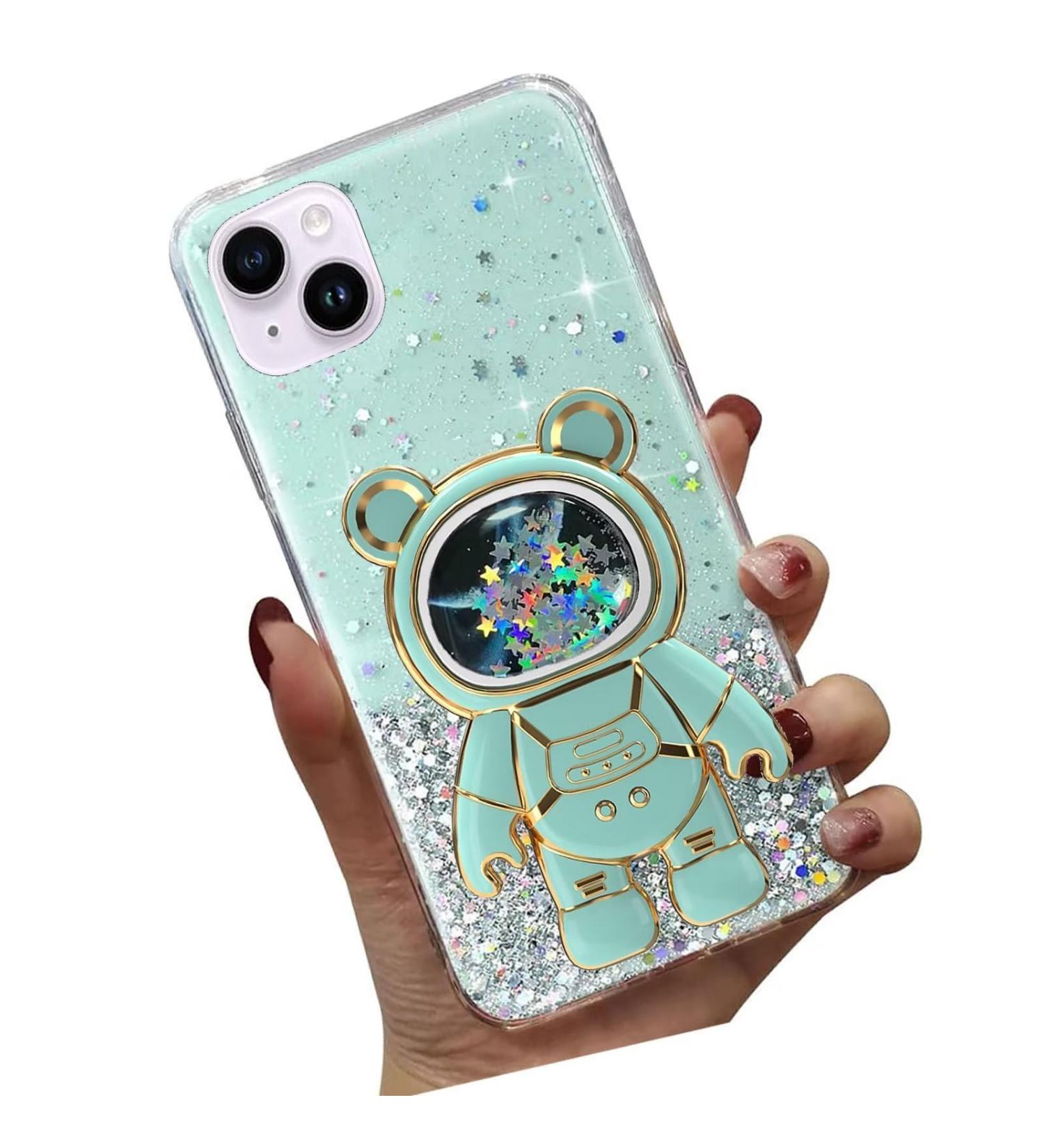 Tivenfezk Nadoli iPhone 15 Plus Case - Astronaut Hidden Stand Glitter Soft Silicone Shell Unique Caricature Design - Buy Online on SooperMarket.com