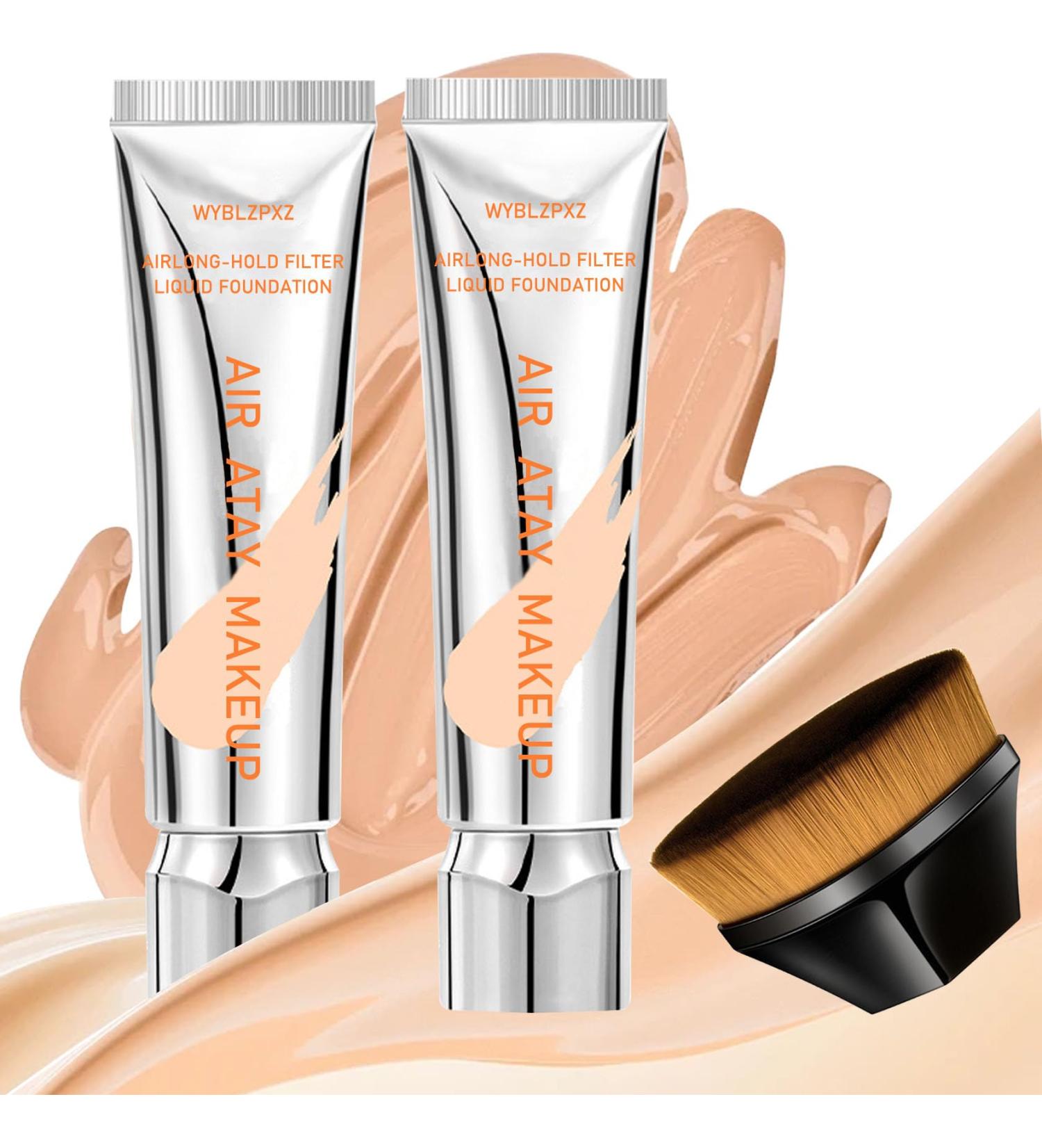 Shop Waterproof Foundation Cream | Full Coverage Lightweight Makeup Kit with Brush - #02 - Long Lasting & Oil Control for Women | International Shipping - Buy Online on SooperMarket.com