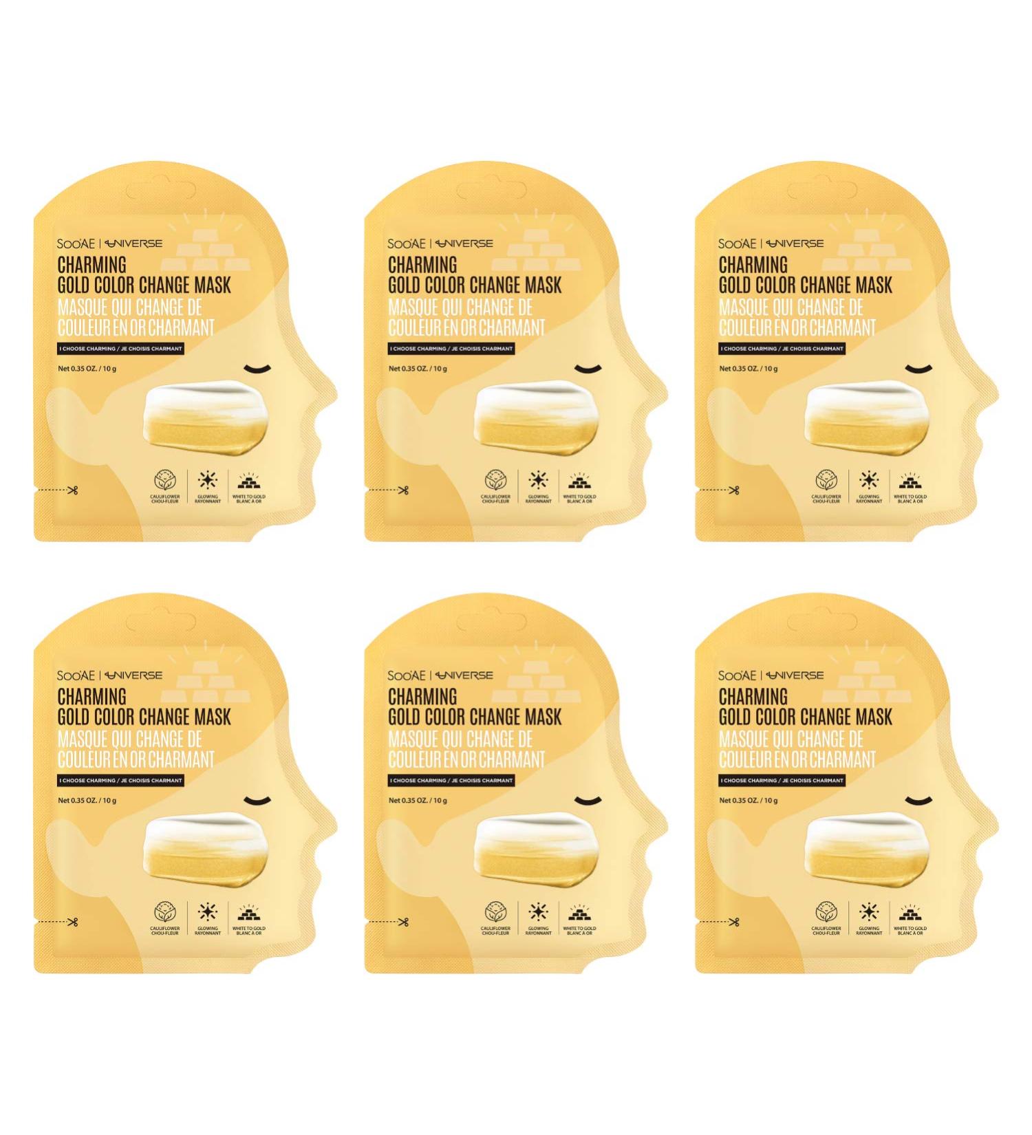 Soo AE Charming Gold Color Change Clay Mask - 6 Count Kaolin Mud Mask for Glowing Skin - Cruelty-Free & PETA Approved - Made in Korea - Buy Online on SooperMarket.com