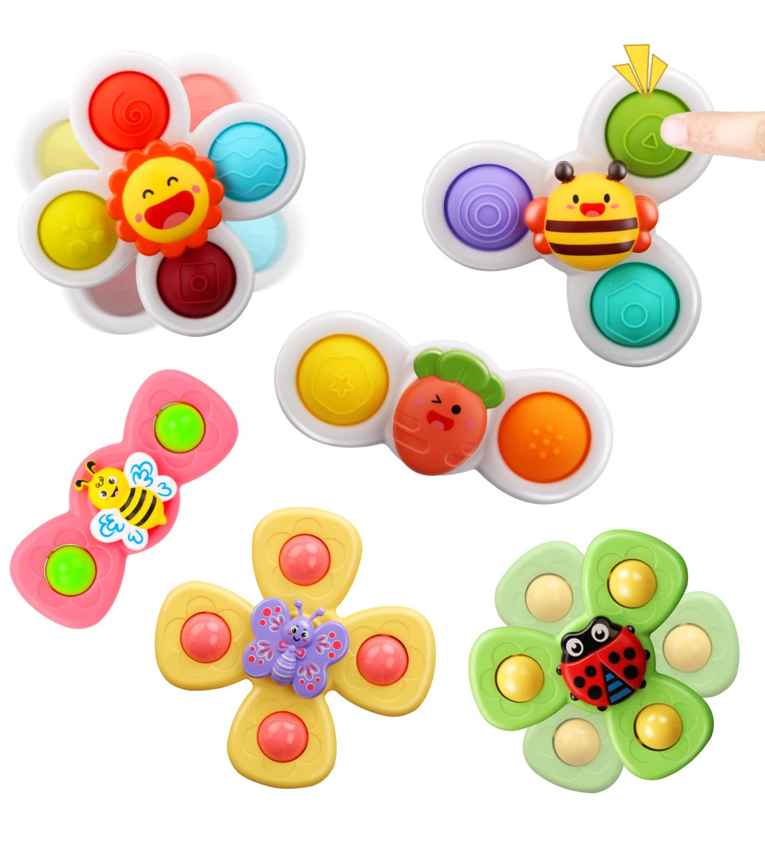 AIUOKYA 6 PCS Suction Cup Spinner Toys | Simple Dimple Suction Toy for Kids | Silicone Bubbles | Bath & Window Play | Baby Toys 1+ Years - Buy Online on SooperMarket.com