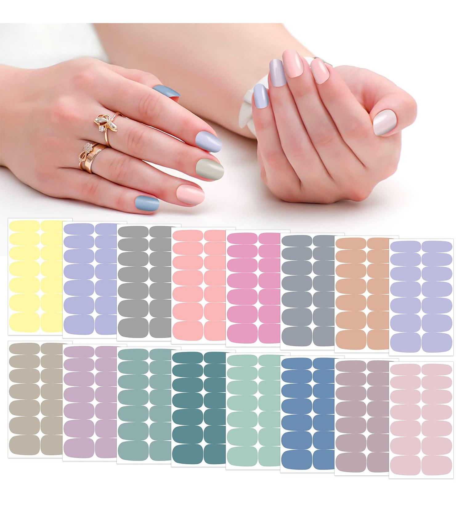 SILPECWEE Light Colour Nail Polish Strips for Women - 16 Sheets with Nail File | Self Adhesive Gel Nail Wraps Sticker and Accessories - Buy Online on SooperMarket.com