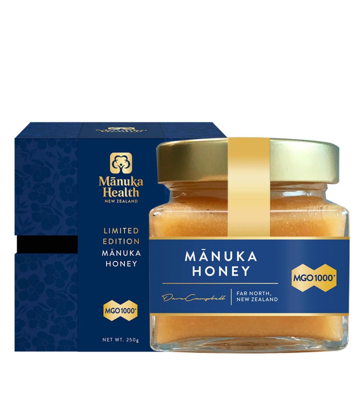Manuka Health MGO 1000+ Manuka Honey/Pure New Zealand Manuka Honey with Methylglyoxal - Delicious Rich Flavour - Smooth Velvety Texture - 250g Pot - Buy Online on SooperMarket.com