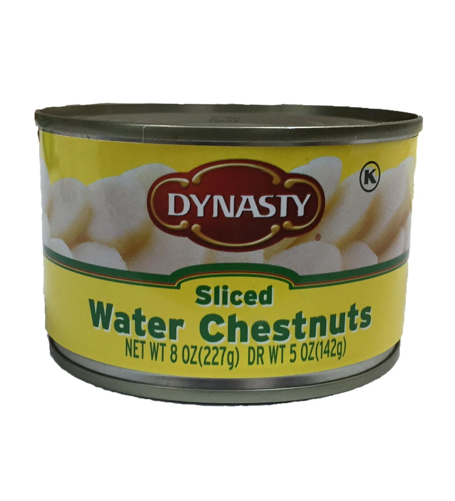 Dynasty Kosher Canned Water Chestnuts 8oz per Can (Sliced, 2 Can) Sliced 2 Can