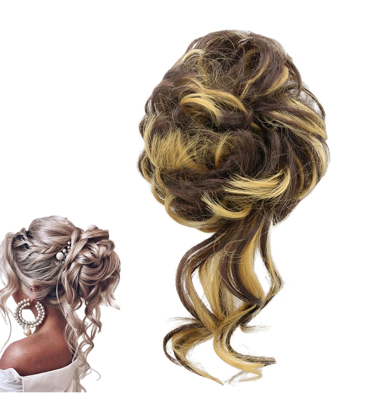 Prinfantasy Dark Brown Updo Messy Bun Hair Piece Extension for Women - Synthetic Scrunchies Hairpiece GBFQ006 - Buy Online on SooperMarket.com
