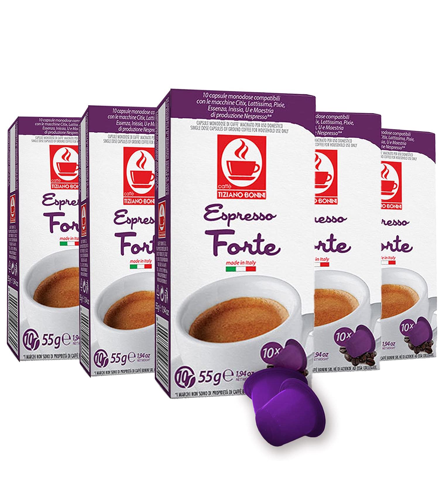 Caffe Bonini Nespresso Compatible Gourmet Espresso Capsules for Original Line Nespresso Machine 50 Count (Forte - Intensity 10) - Buy Online on SooperMarket.com