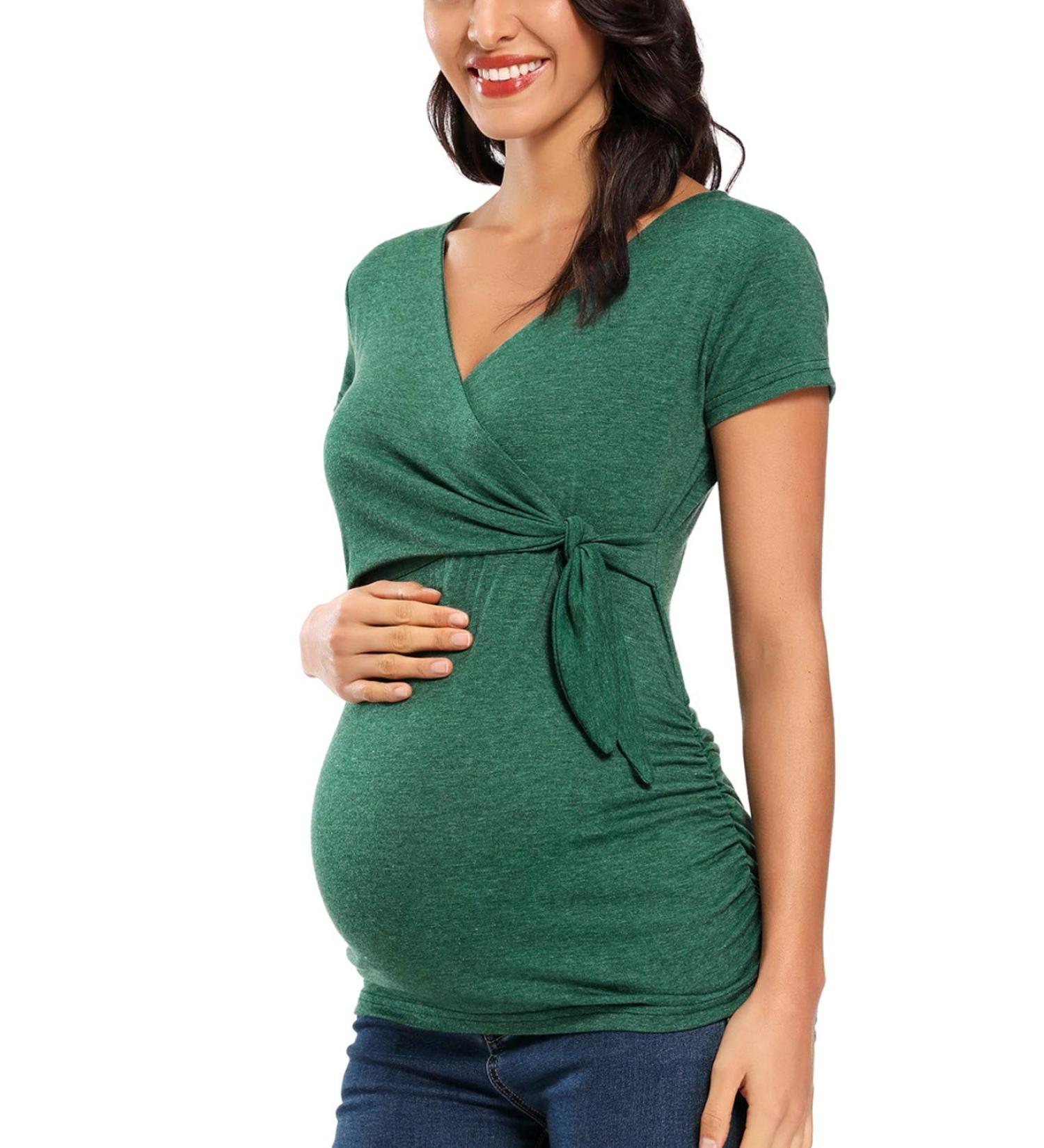 Love2Mi Women Maternity Long Sleeve V-Neck Breastfeeding Top - Cute Maternity Clothes - Hunterbr - Buy Online on SooperMarket.com