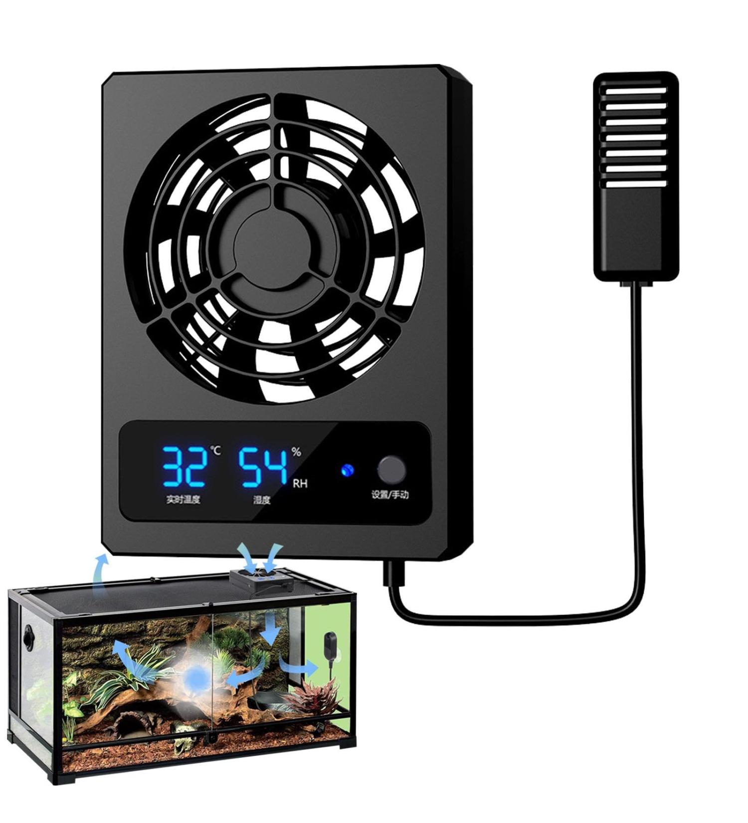Neamou Reptile Fan - Smart Cooling Fan for Reptile Tank with LED Display | Strong Wind Vent Fan Low Noise Cooling Fan for Amphibians Reptiles Snakes B: Celsius ( ) - Buy Online on SooperMarket.com
