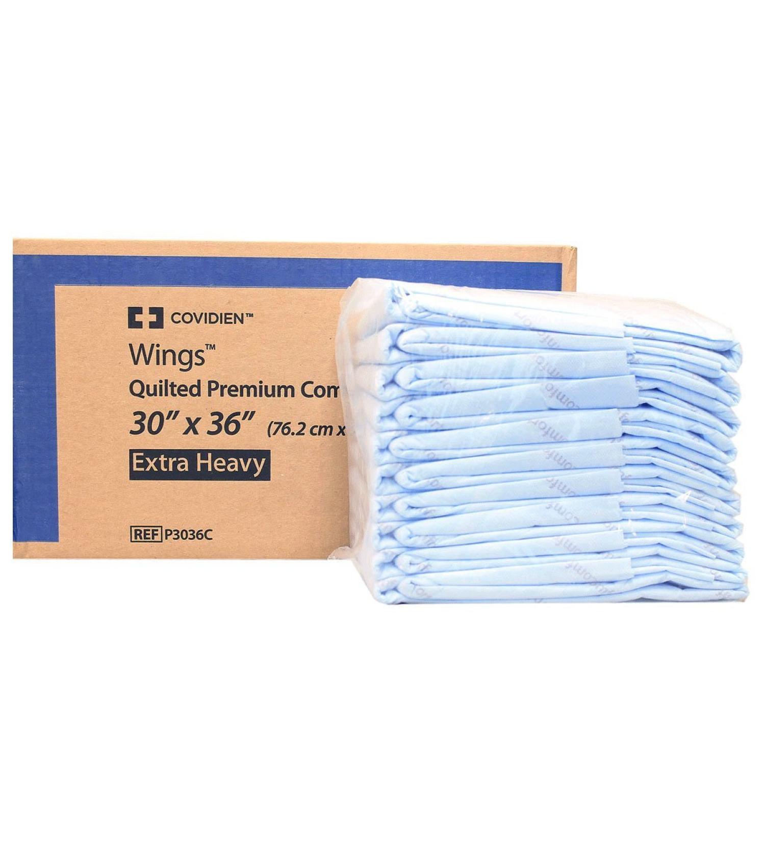 Covidien P3036C Wings Quilted Extra Heavy Absorbency Premium Underpads 30" x 36" - Pack of 10