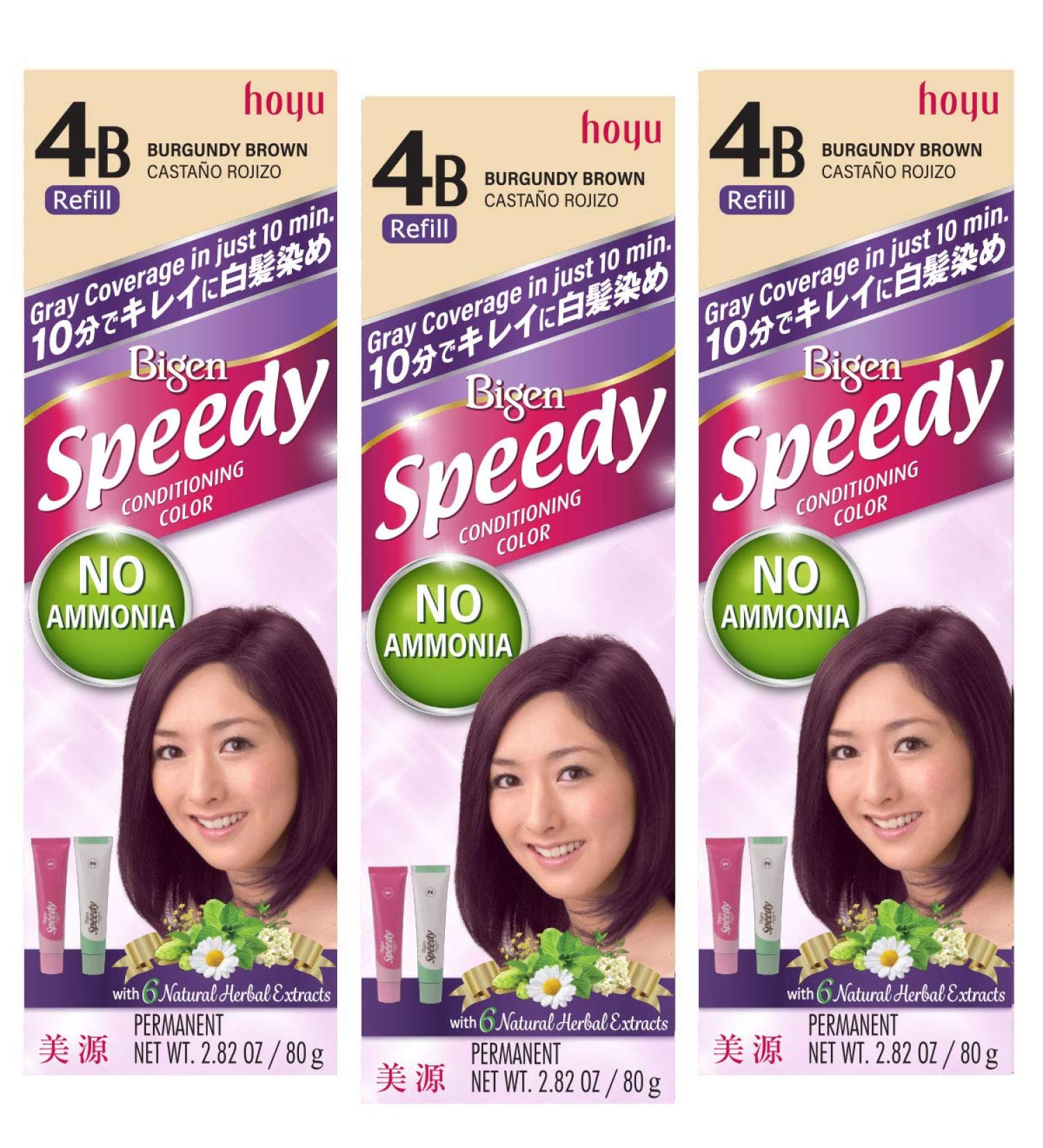 Bigen Speedy Conditioning Color Refill: 4B Burgundy Brown - 3 Pack