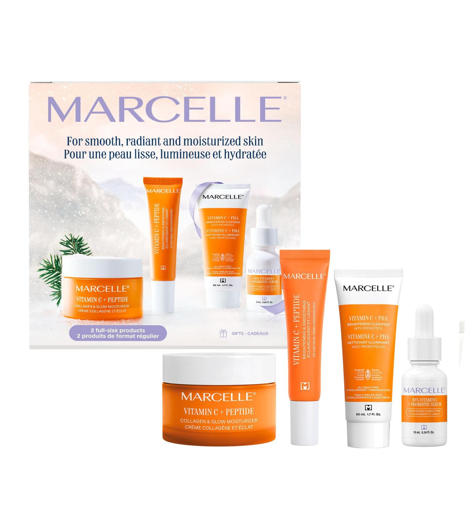 Marcelle Vitamin C Holiday Gift Set Smoothing & Brightening Skin Care Routine for All Skin Types Hypoallergenic Fragrance-Free Paraben-Free Clean Vegan Cruelty-Free - Buy Online on SooperMarket.com