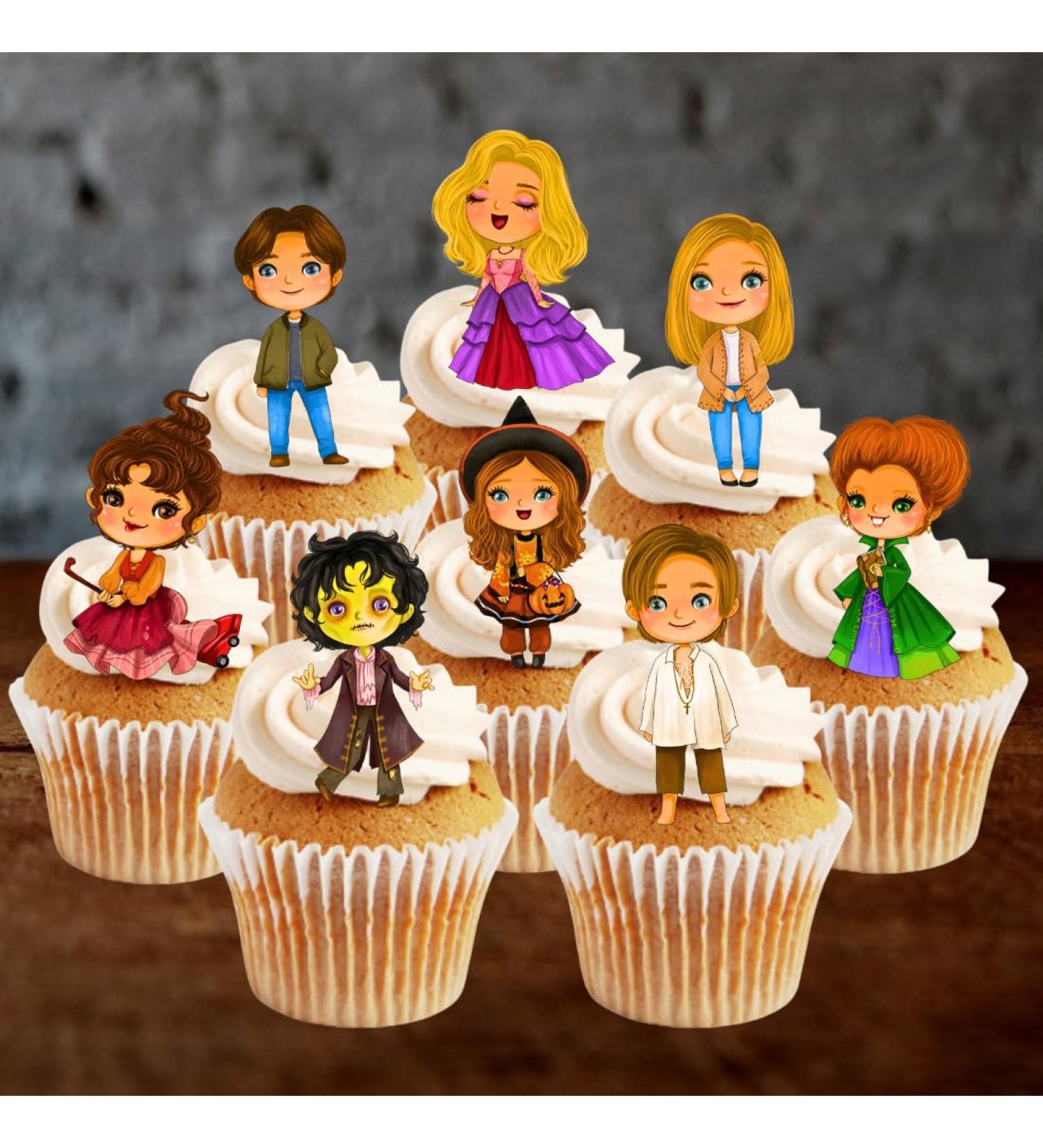 Hocus Pocus Edible Cupcake Toppers (PRECUT Optional) Sanderson Sisters Theme - Halloween Witches Edible Cupcake Toppers - Wafer Cake Decorations (PRECUT Pack of 12) - Buy Online on SooperMarket.com