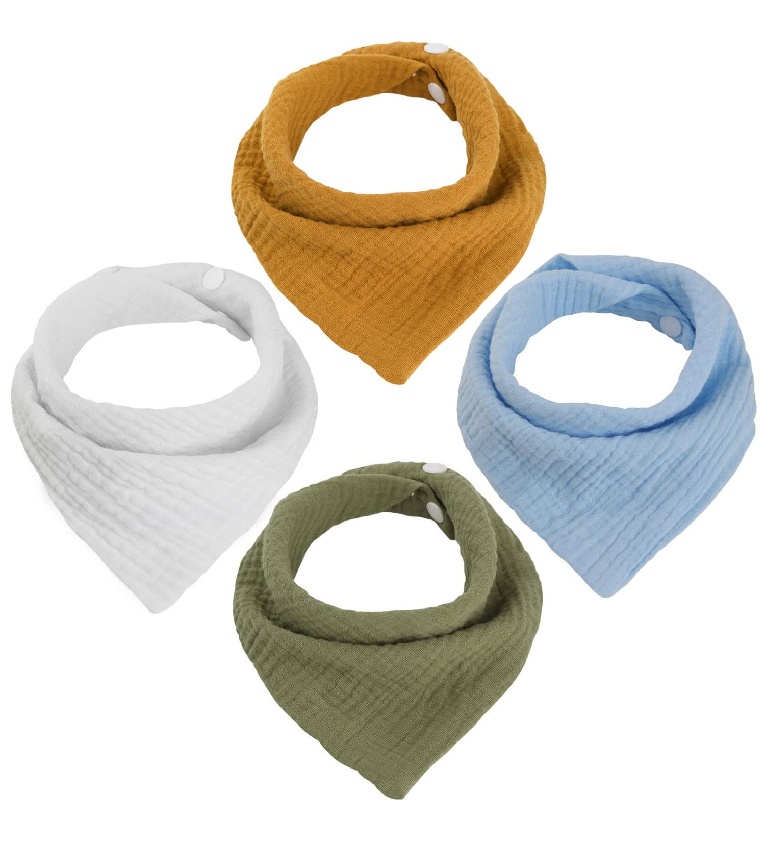 WD&CD Triangle Baby Dribble Bibs - 4 Pack, Adjustable Button, Soft & Absorbent | Boys Girls - Buy Online on SooperMarket.com