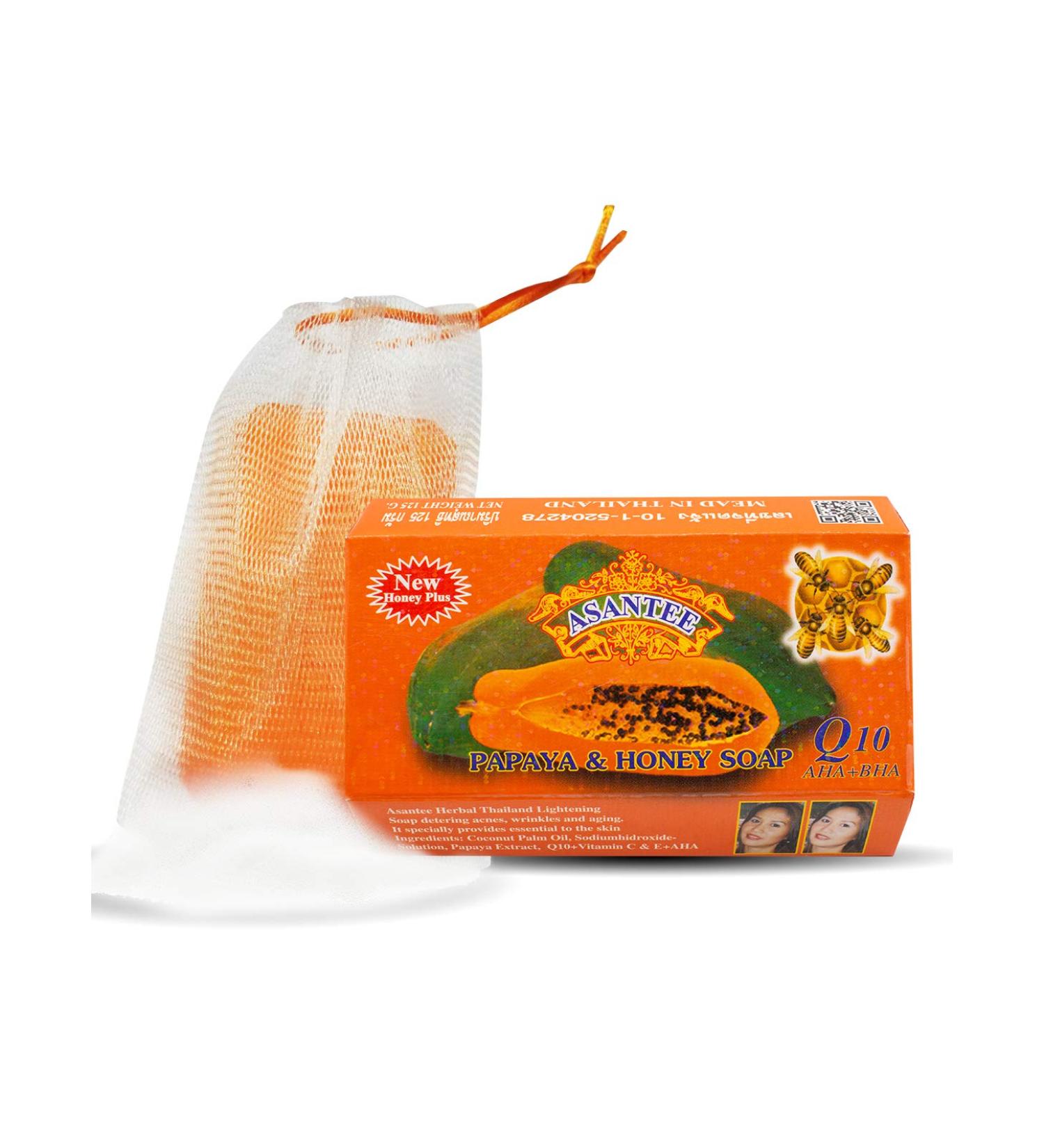 Asantee Papaya and Honey Skin Whitening Facial Soap 125g - Brightens and Nourishes Skin - Buy Online on SooperMarket.com