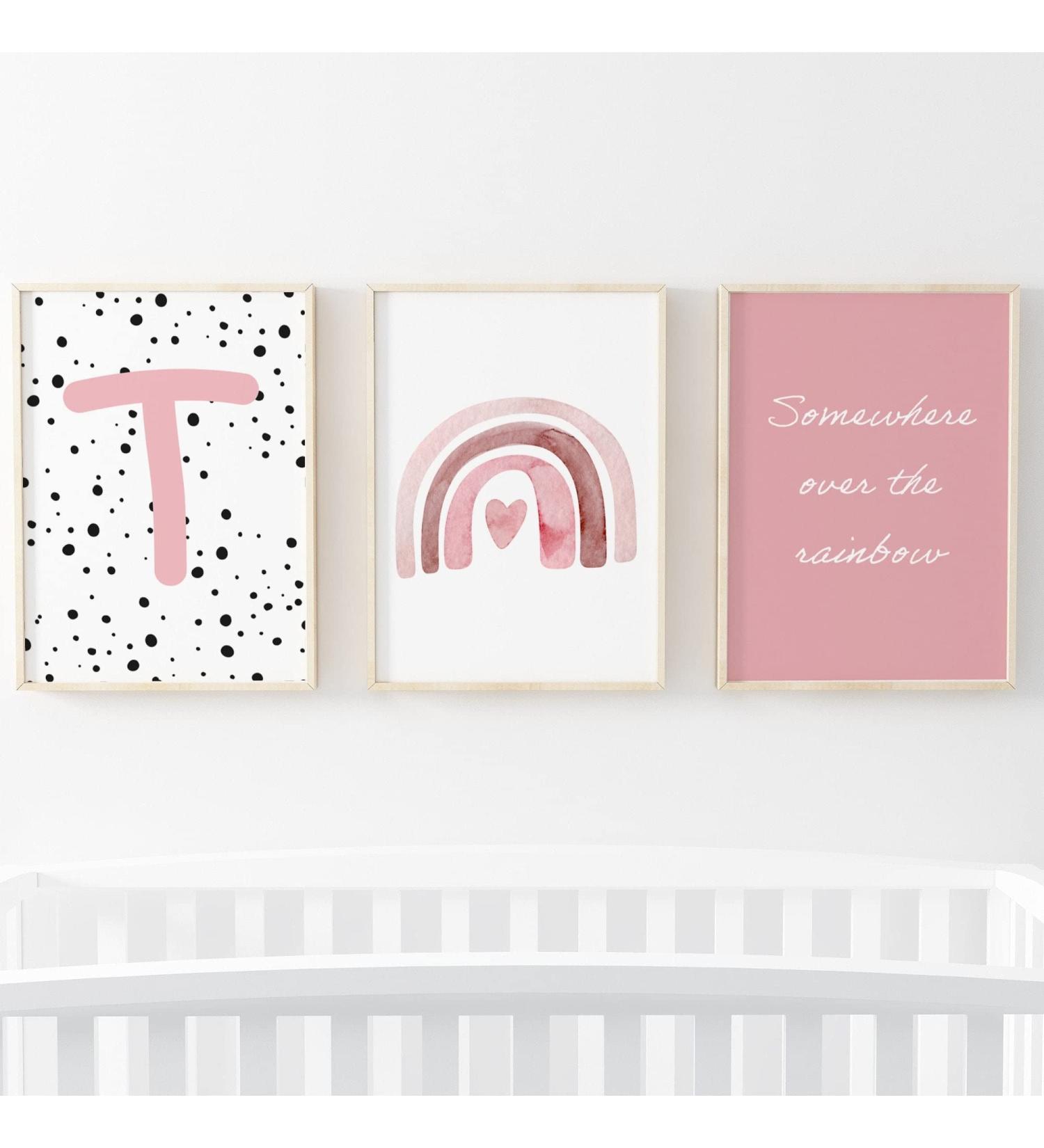 Pompom Prints Set of 3 Rainbow Nursery Scandi Boho Decor - 5x7 Inch Girls Bedroom Art - Buy Online on SooperMarket.com