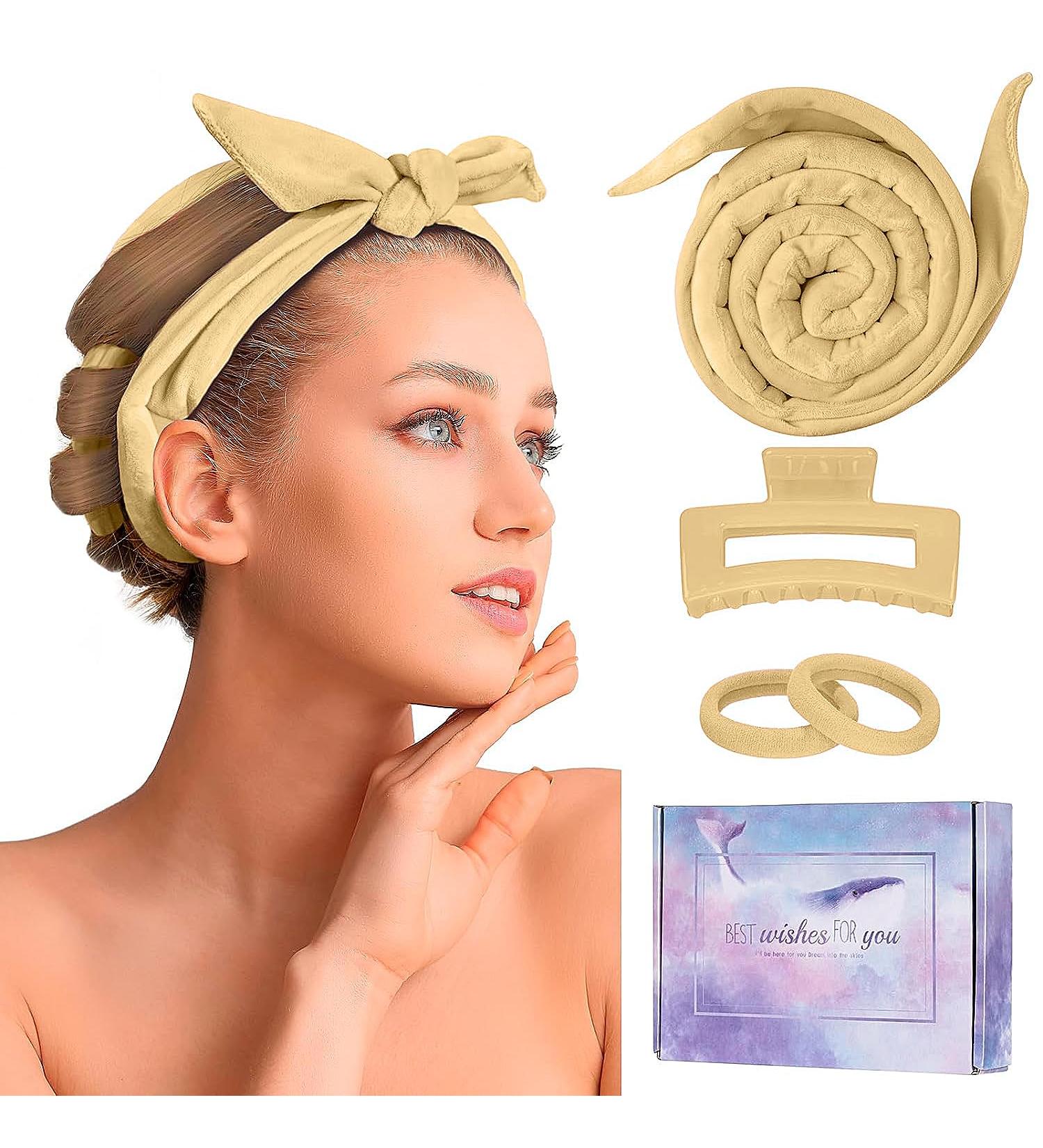 Upgrade Your Hair Game with CORATED 60 Extra Long Heatless Curling Rod Headband in Khaki - No Heat Hair Curler Kit for Short & Long Hair - Buy Online on SooperMarket.com