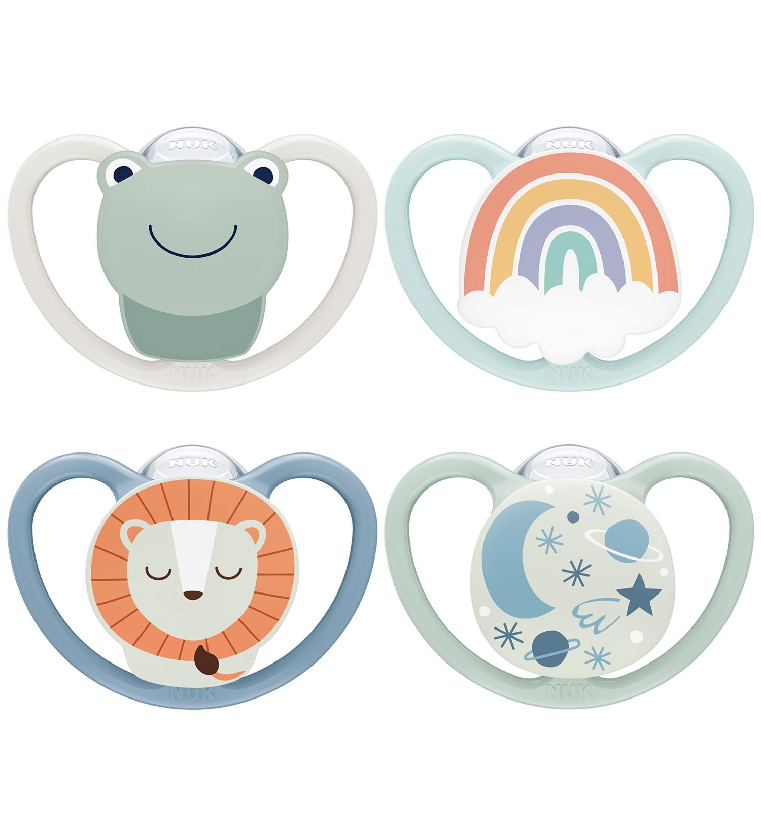 Nuk Space Day & Night Baby Casing | BPA-Free Silicone Pacifiers | 0-6 Months | Sensitive Skin | 4-Pack | Frosch & L we - International Shipping Available - Buy Online on SooperMarket.com