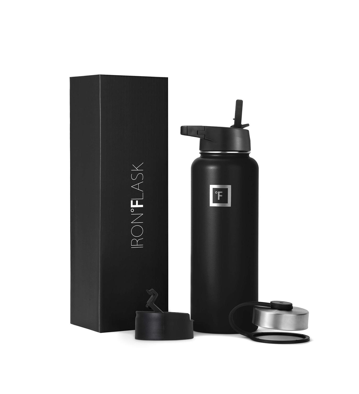 IRON FLASK Sports Water Bottle 40oz - Leak Proof Insulated Stainless Steel with 3 Lids - Midnight Black - Buy Online on SooperMarket.com