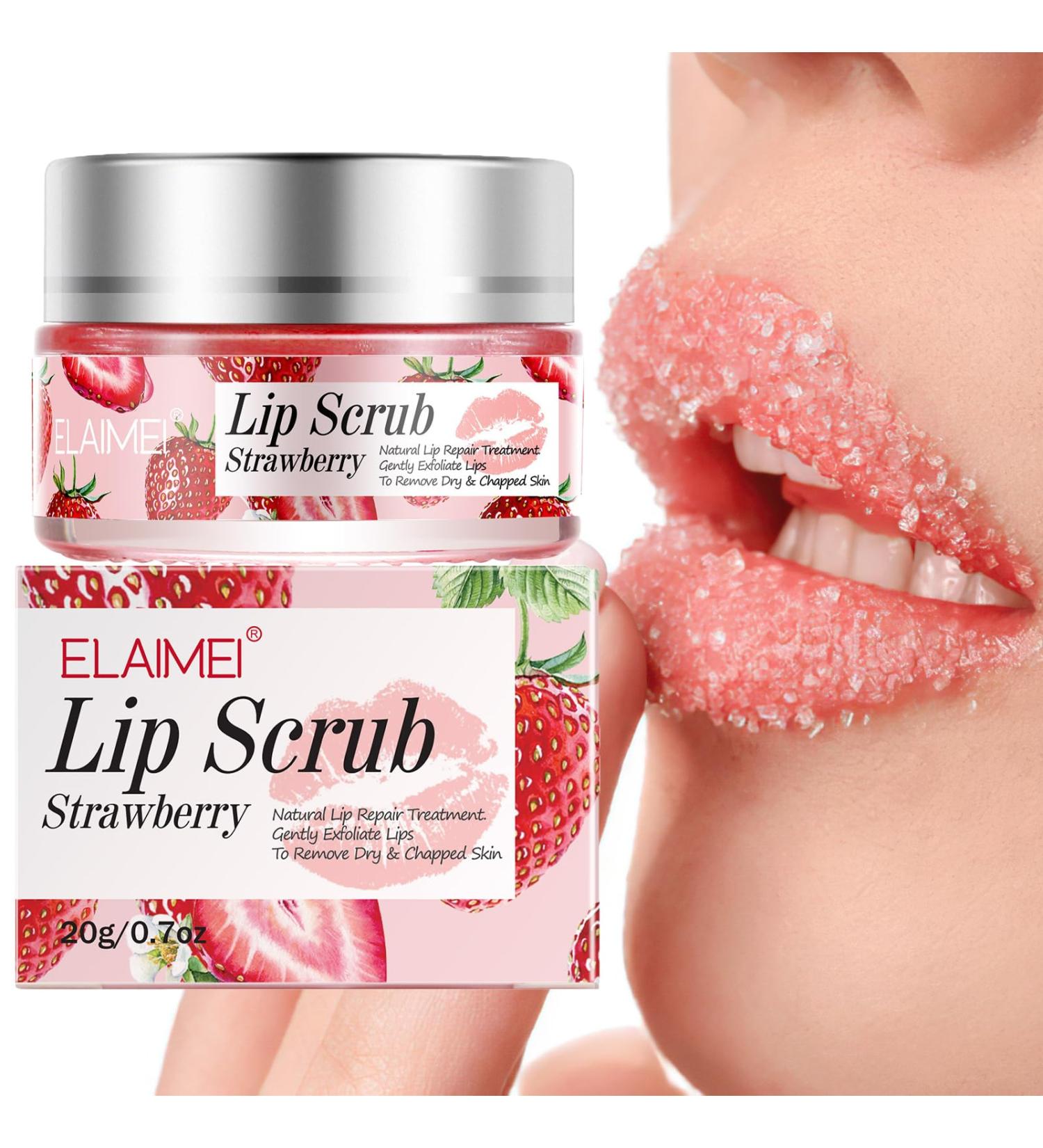 MIELIKKI Strawberry Lip Scrub | Exfoliator for Chapped & Dry Lips | Sugar Lip Polish & Moisturizer | Best Lip Care Products - Buy Online on SooperMarket.com