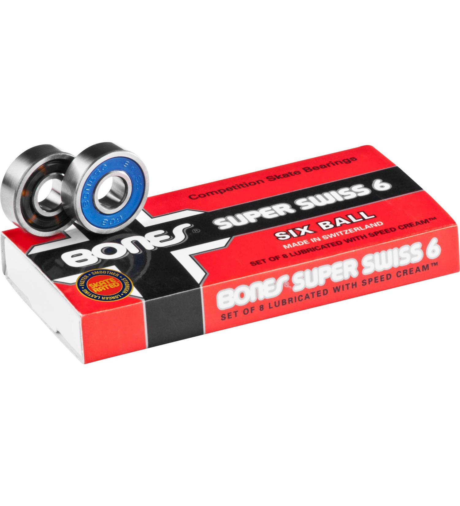 Bones Super Swiss 6 Skateboard Bearings 8 Pack