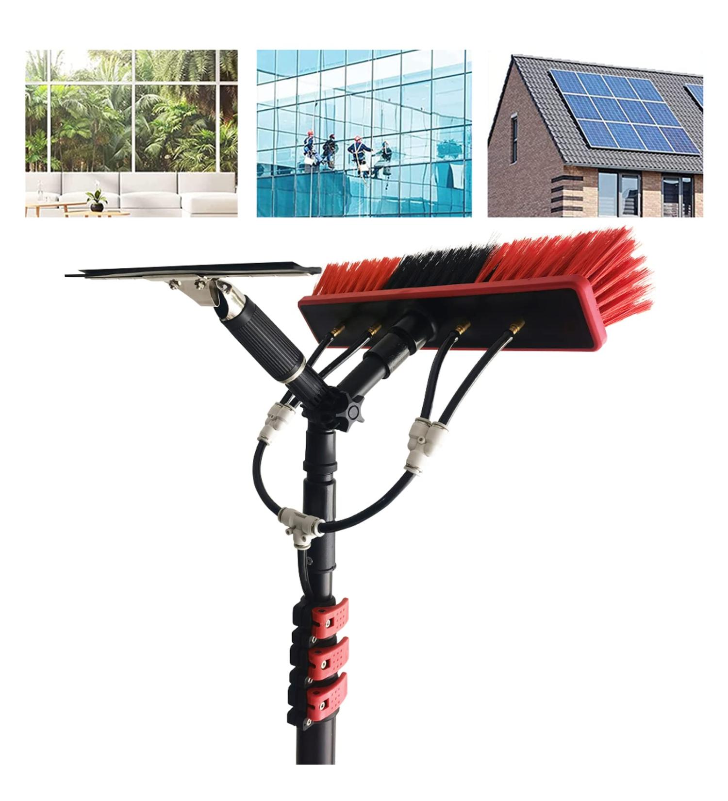 photovoltaic cleaner window cleaning pole Telesextension Cleaning Pole Water Fed Telesbrush Window Clean Water Brush Window Cleaner Kit-20Ft/12Ft - Buy Online on SooperMarket.com