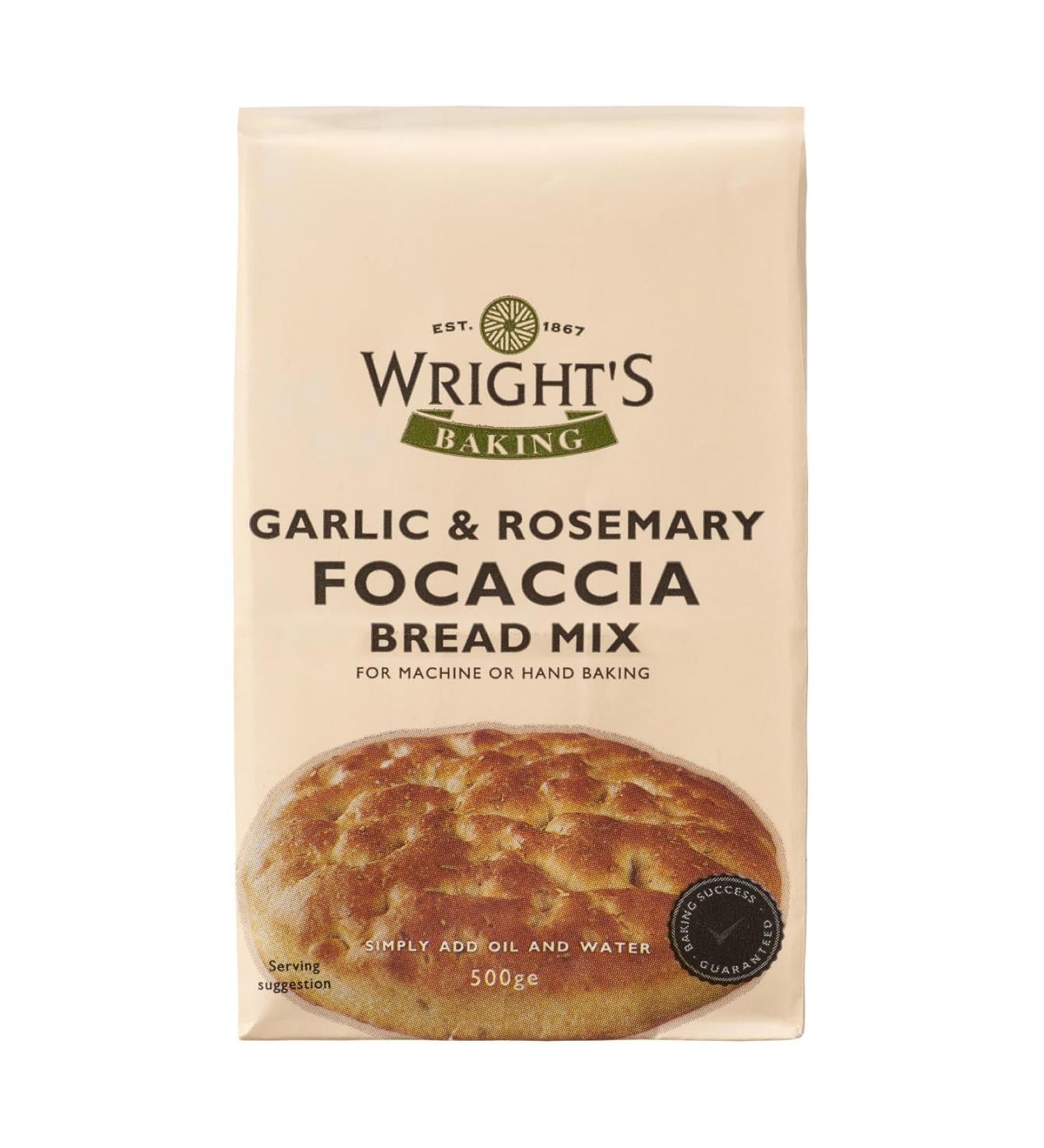Wright's | Garlic & Rosemary Focaccia Bread Mix 10X500g | Baking Success Guaranteed | Suitable for Vegetarians - Buy Online on SooperMarket.com