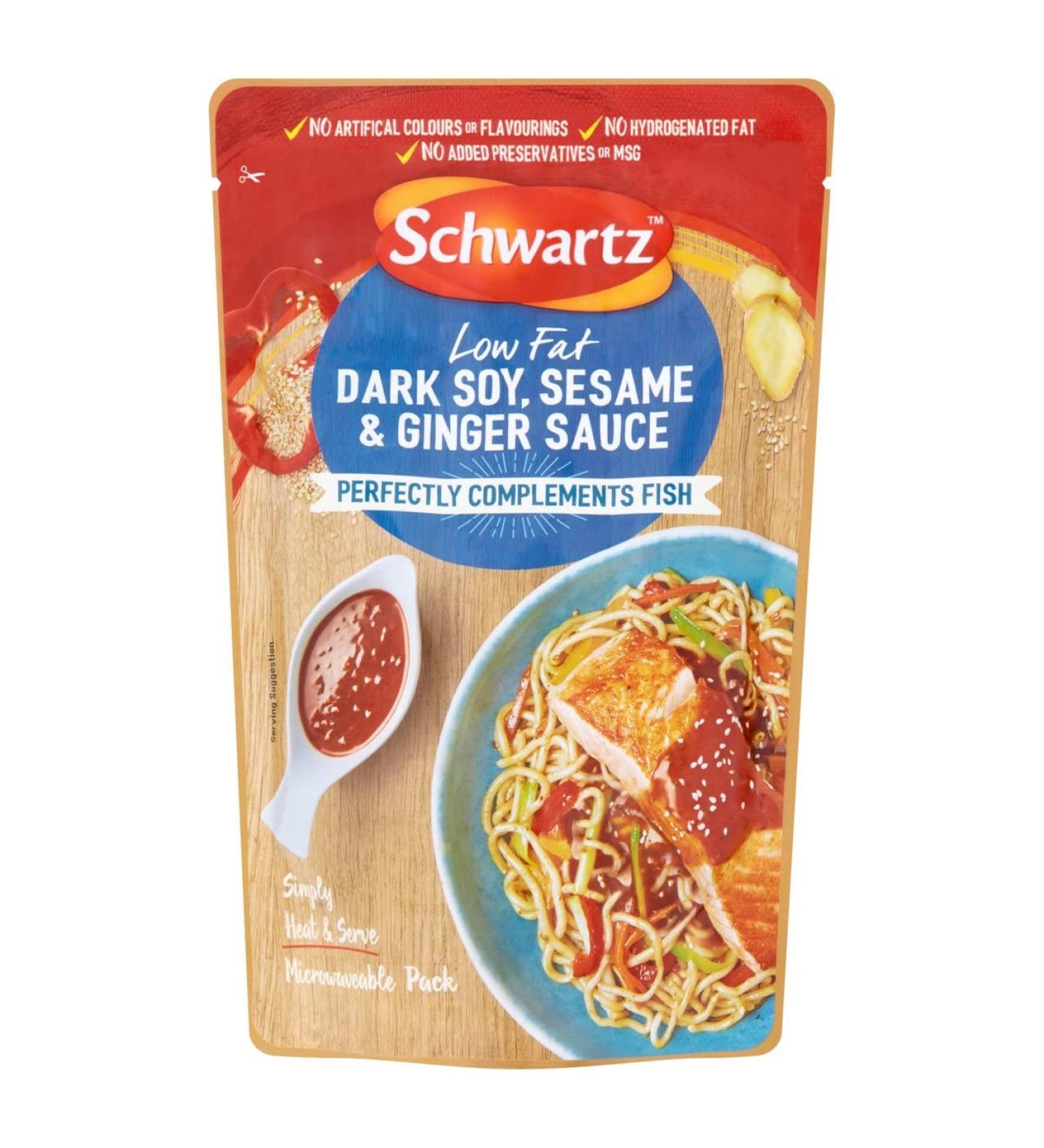 Schwartz Low Fat Dark Soy Sesame & Ginger Sauce for Fish 300g - Pack of 1 | Ginger Sesame 300g - Buy Online on SooperMarket.com