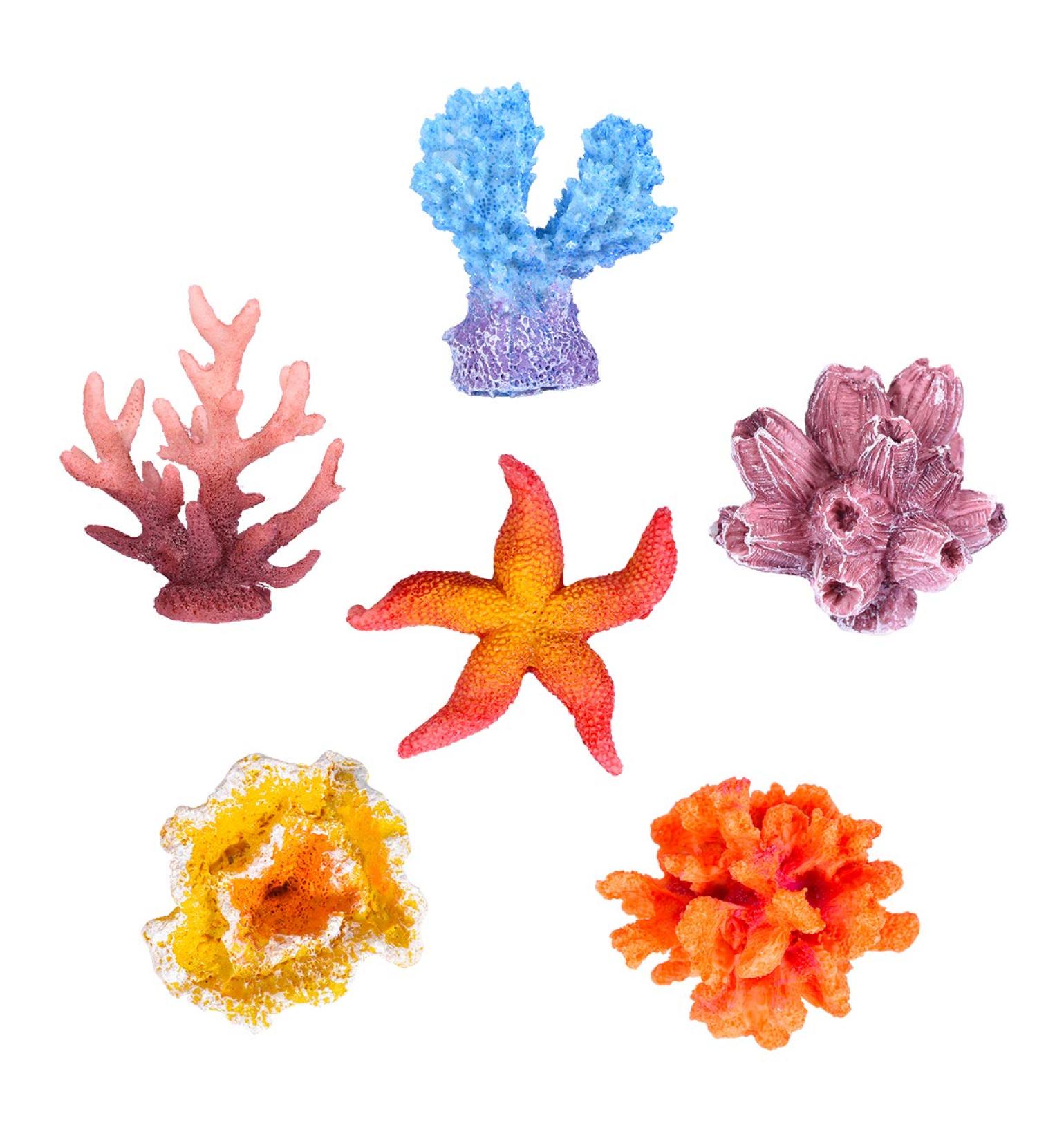 UEETEK 6-Pack Multicolor Sea Star & Coral Aquarium Decor - Realistic Fake Ornaments for Fish Tank Decoration - Buy Online on SooperMarket.com