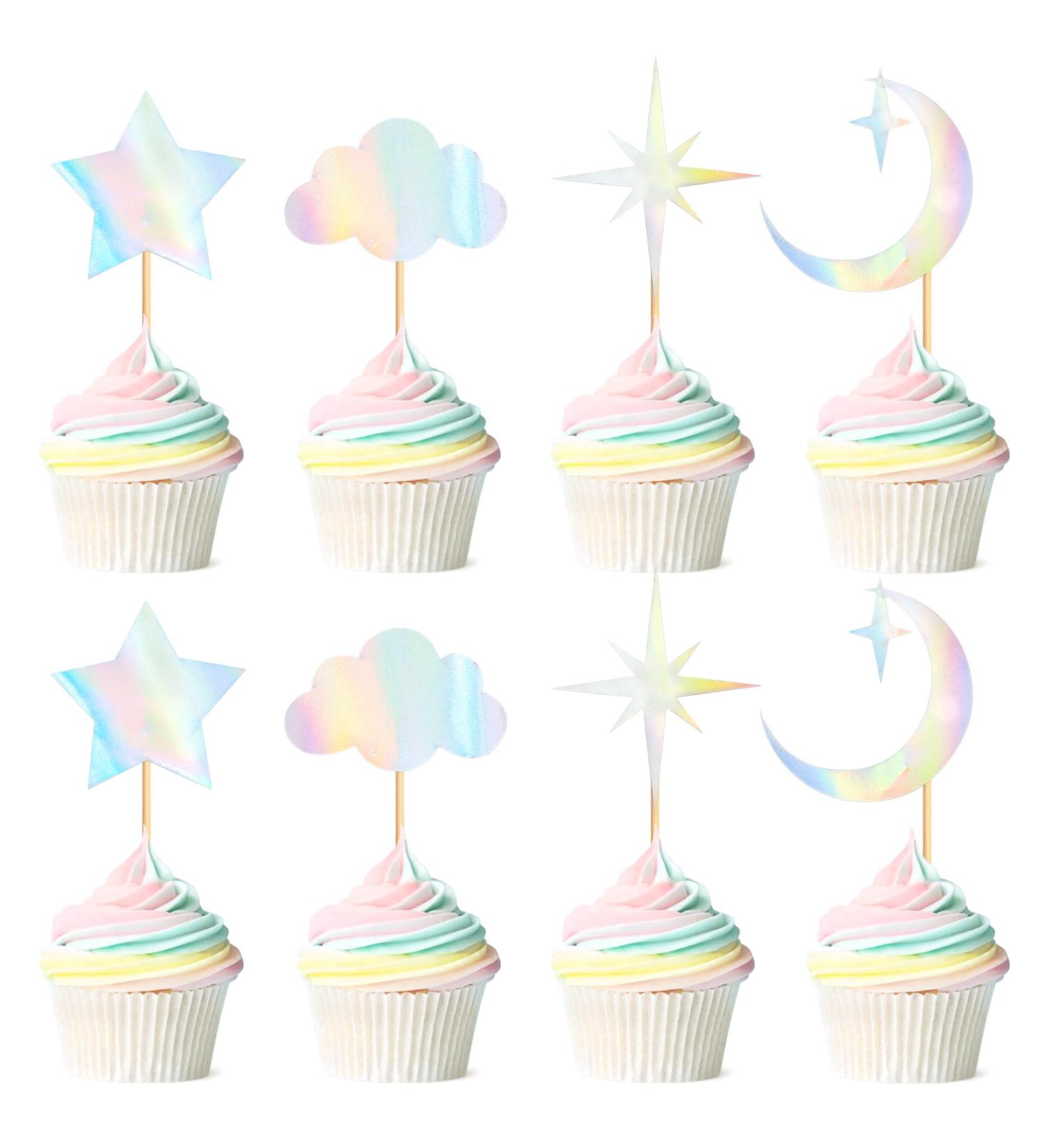 Cyodoos 24 Pack Laser Glitter Moon and Star Cupcake Toppers Sweet Baby Gender Reveal Cupcake Picks Baby Shower Kids Girls Birthday Party Kids Birthday Wedding Party Cake Decorations Supplies Laser1 - Buy Online on SooperMarket.com