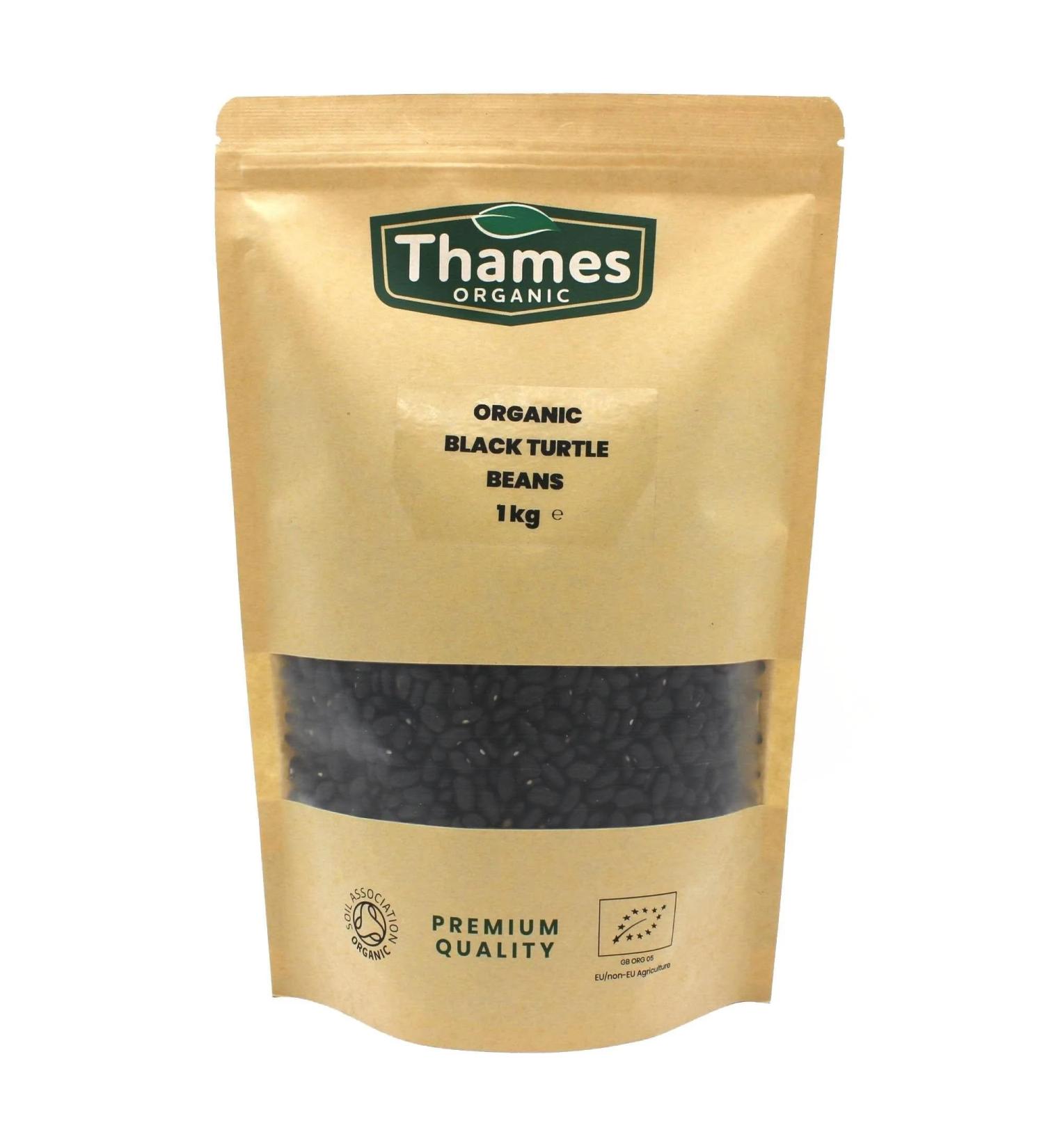 Thames Organic Black Turtle Beans 1kg - GMO-Free High Protein and Fibre - Certified Organic, Raw Vegan - Nutritious and Versatile - Pack of 1 - Buy Online on SooperMarket.com