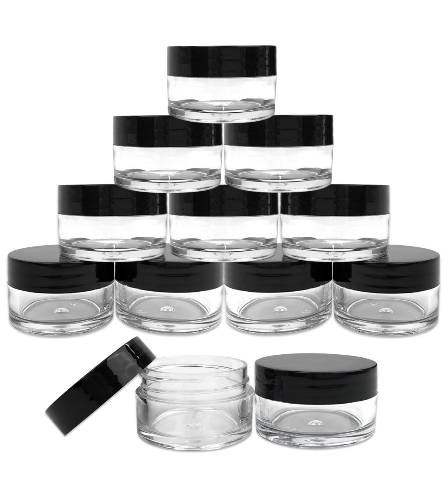 Beauticom 20g/20ml Acrylic Round Clear Jars with Black Lids - Ideal for Lip Balms, Creams, Makeup, Cosmetics - 12 Piece Set - Buy Online on SooperMarket.com