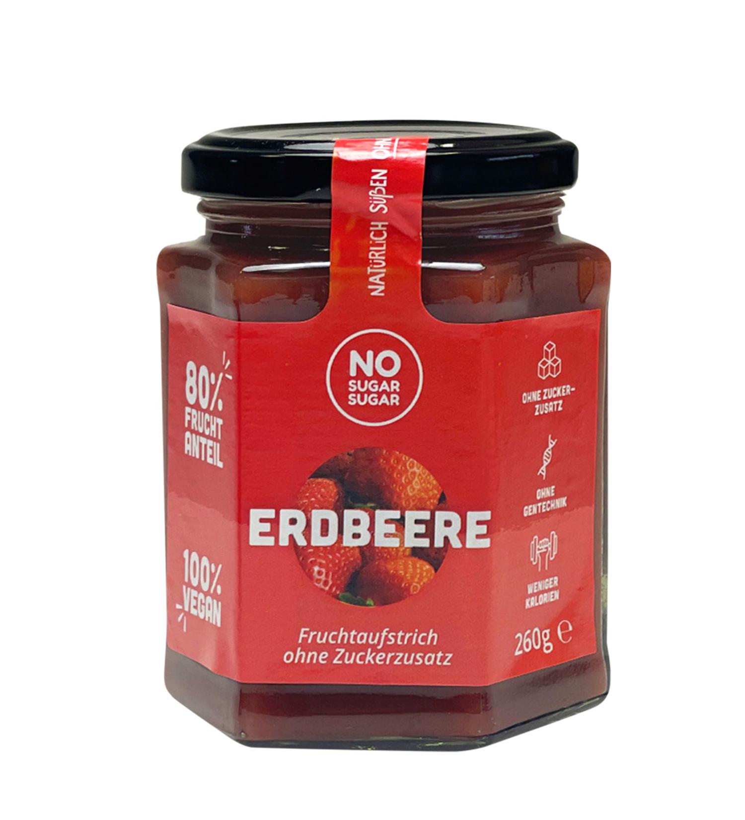 No Sugar Strawberry Fruit Spread | 80% Fruit Content | Erythritol & Stevia | EU Made | 260g Pack - Sugar-Free Brot Spread - Buy Online on SooperMarket.com
